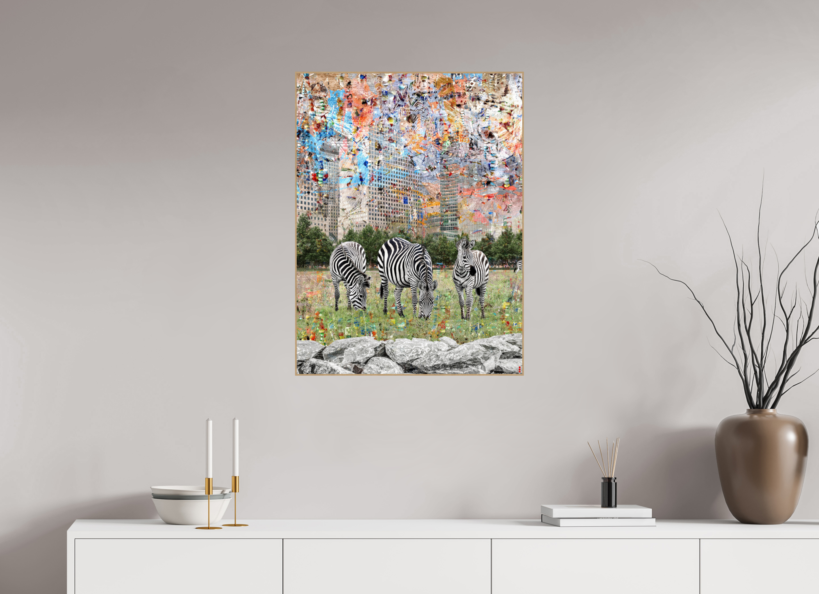 60 x 80 cm, Foto in ArtBox aus Massivholz Eiche natur RED³ WC Amaya III