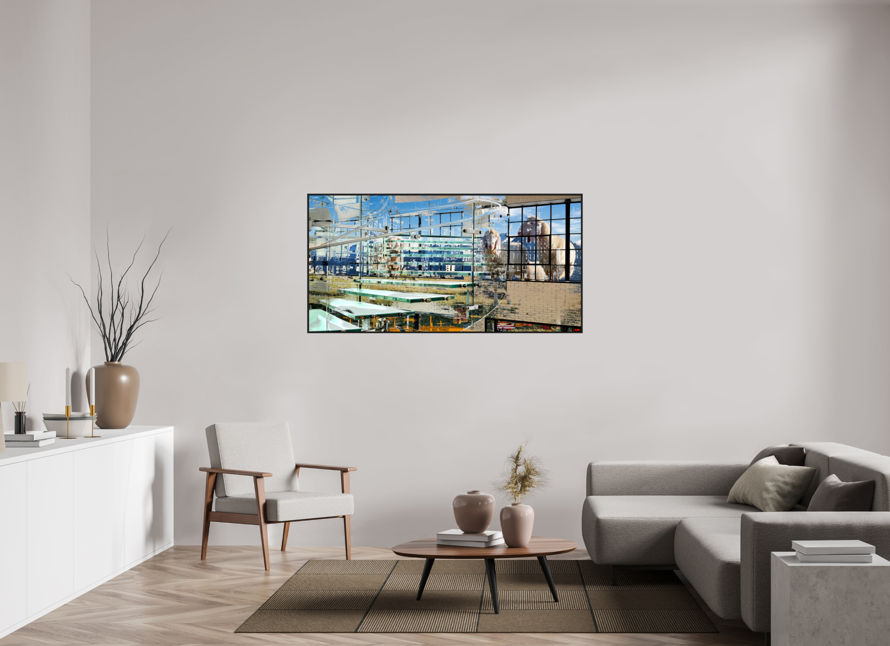 160 x 80 cm, Schattenfugen-Rahmen schwarz & 2mm Acrylglas FA HP Malia V