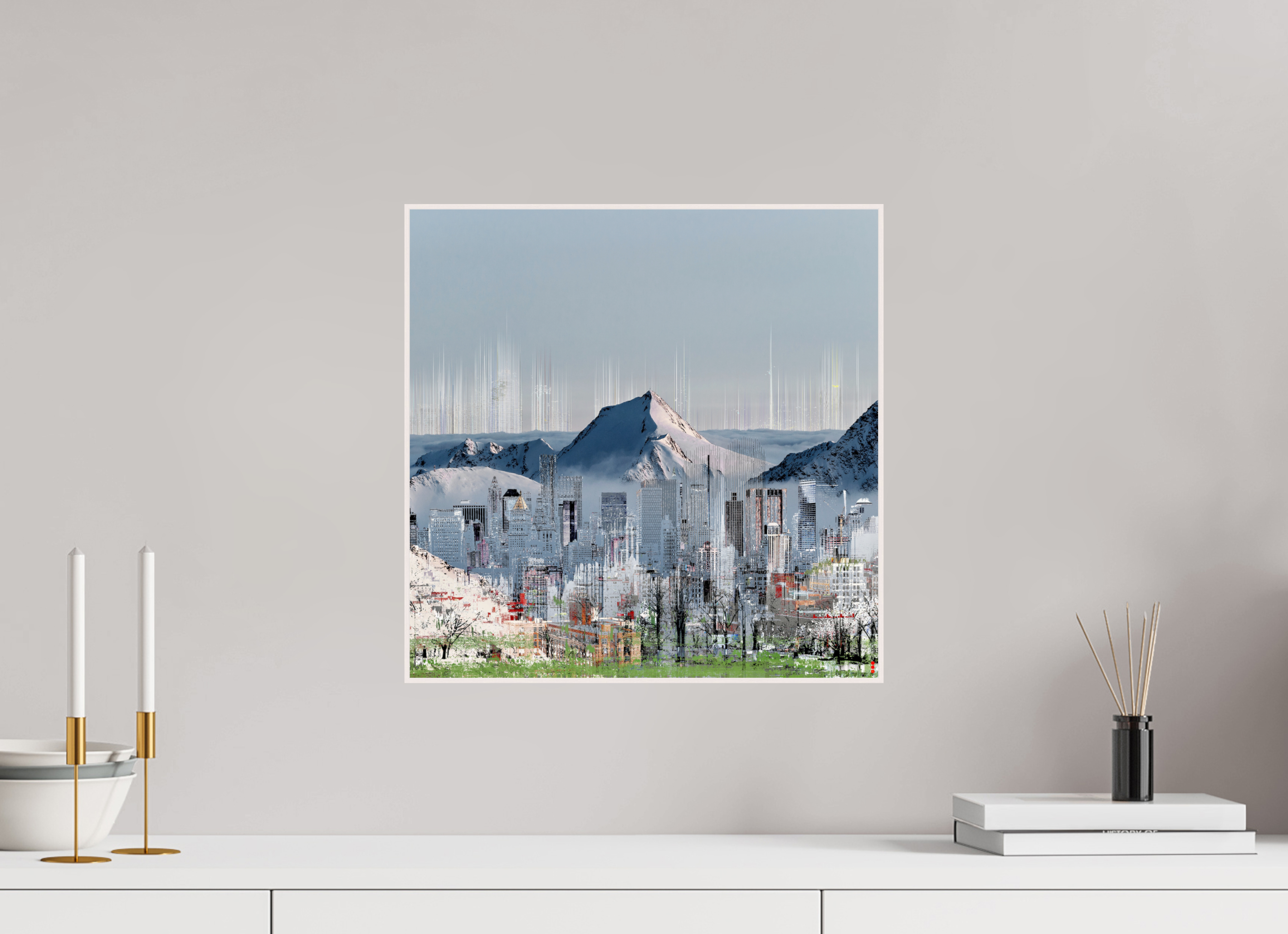 40 x 40 cm, Foto in ArtBox aus Massivholz Ahorn weiß RED³ HP Mafuane II