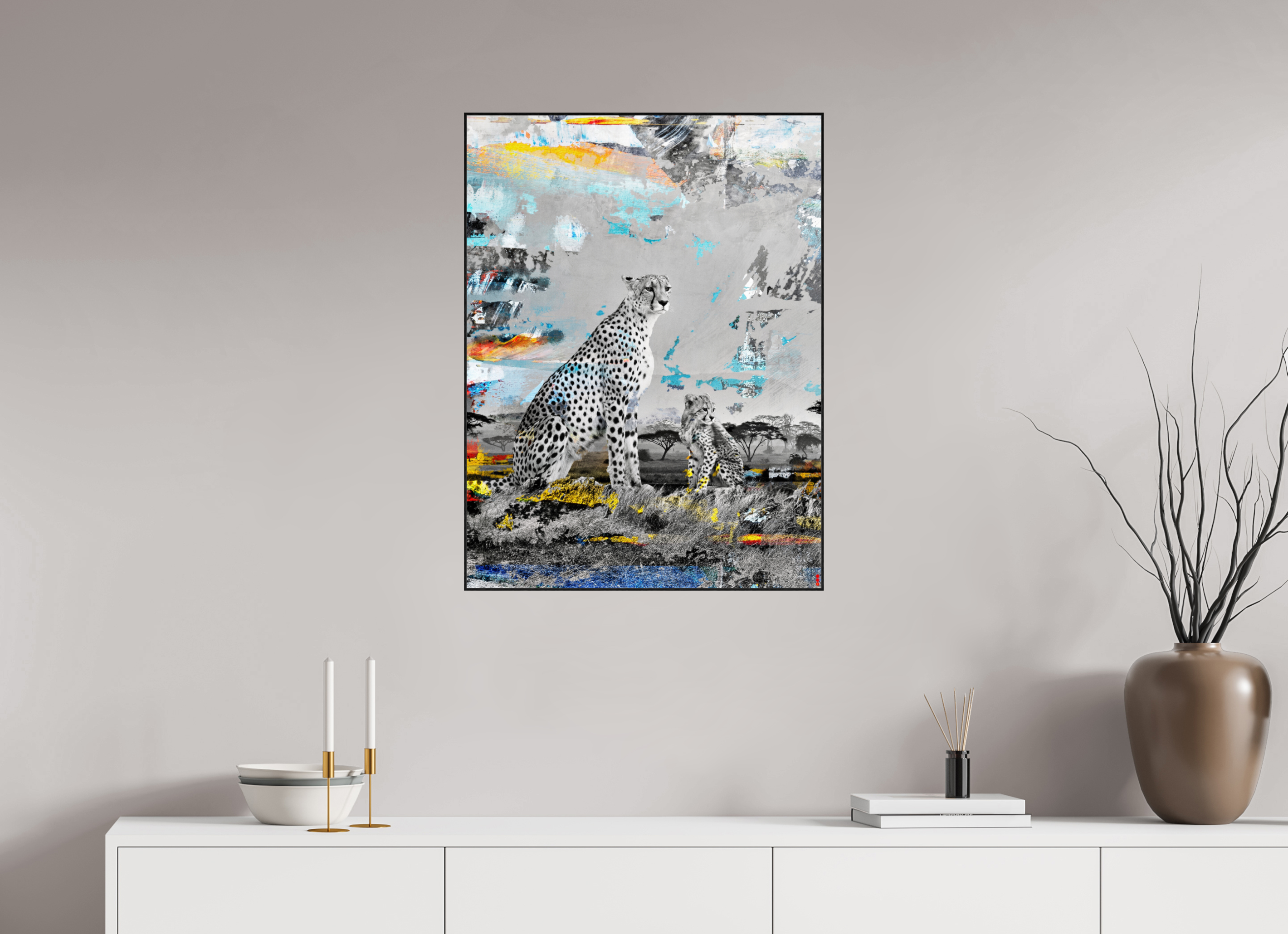 60 x 80 cm, Foto in ArtBox aus Massivholz Eiche schwarz RED³ WC Ladebayo III