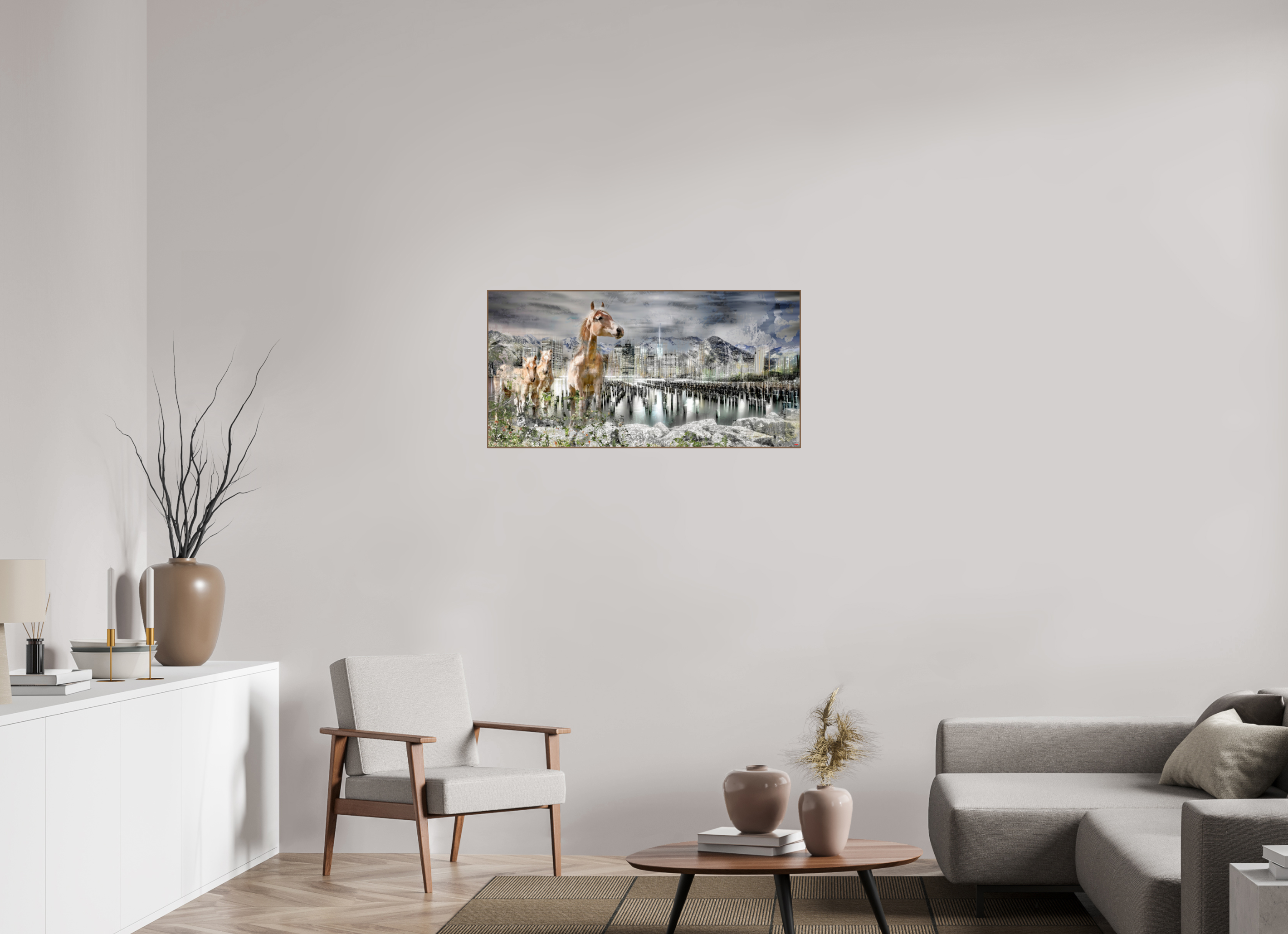 100 x 50 cm, Foto in ArtBox aus Massivholz Nussbaum RED³ HP Amazia V