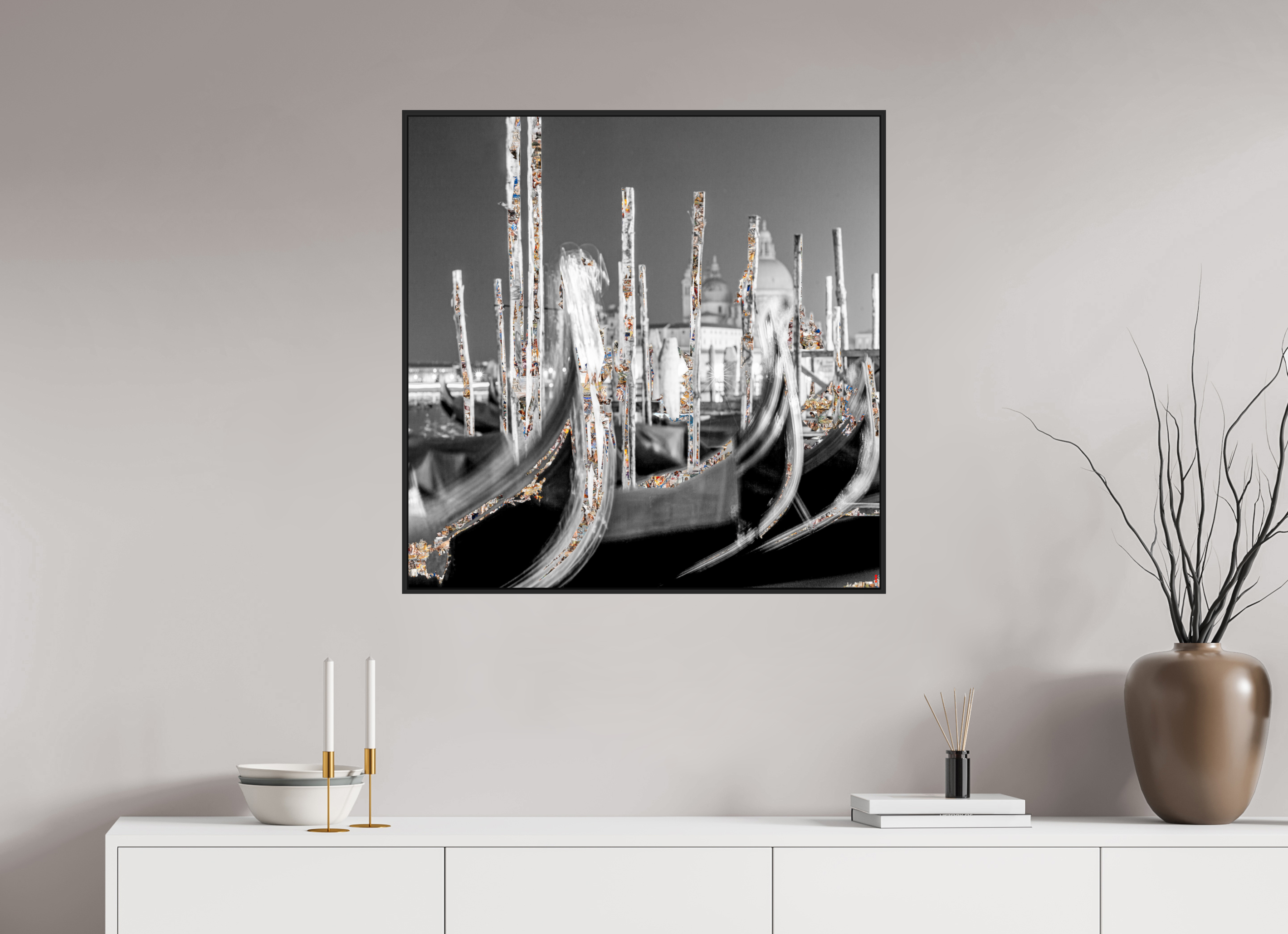 80 x 80 cm, Schattenfugen-Rahmen schwarz & 2mm Acrylglas FA HP Alina II