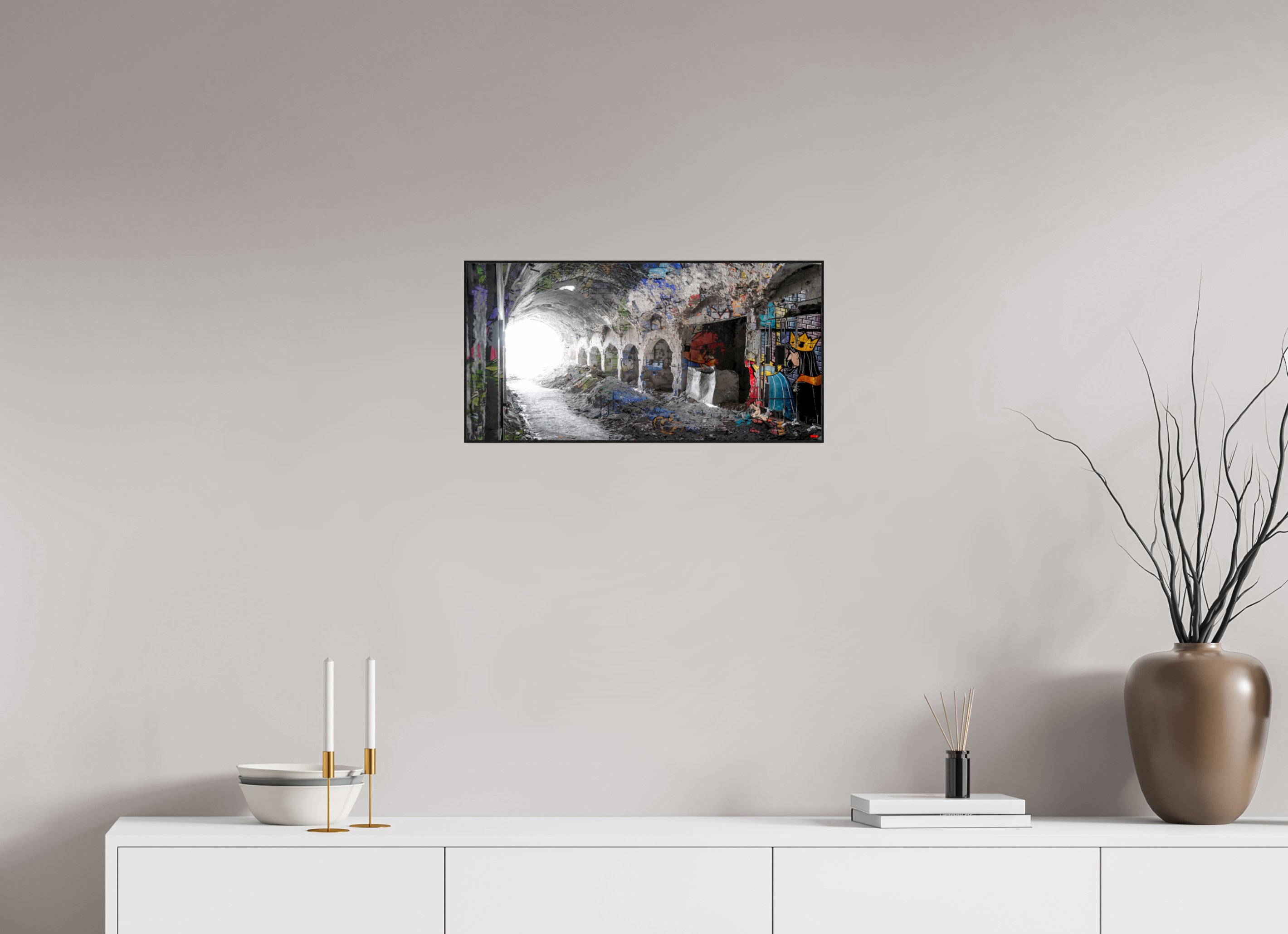 60 x 30 cm, Foto in ArtBox aus Massivholz Eiche schwarz RED³ SCSI Maysa V