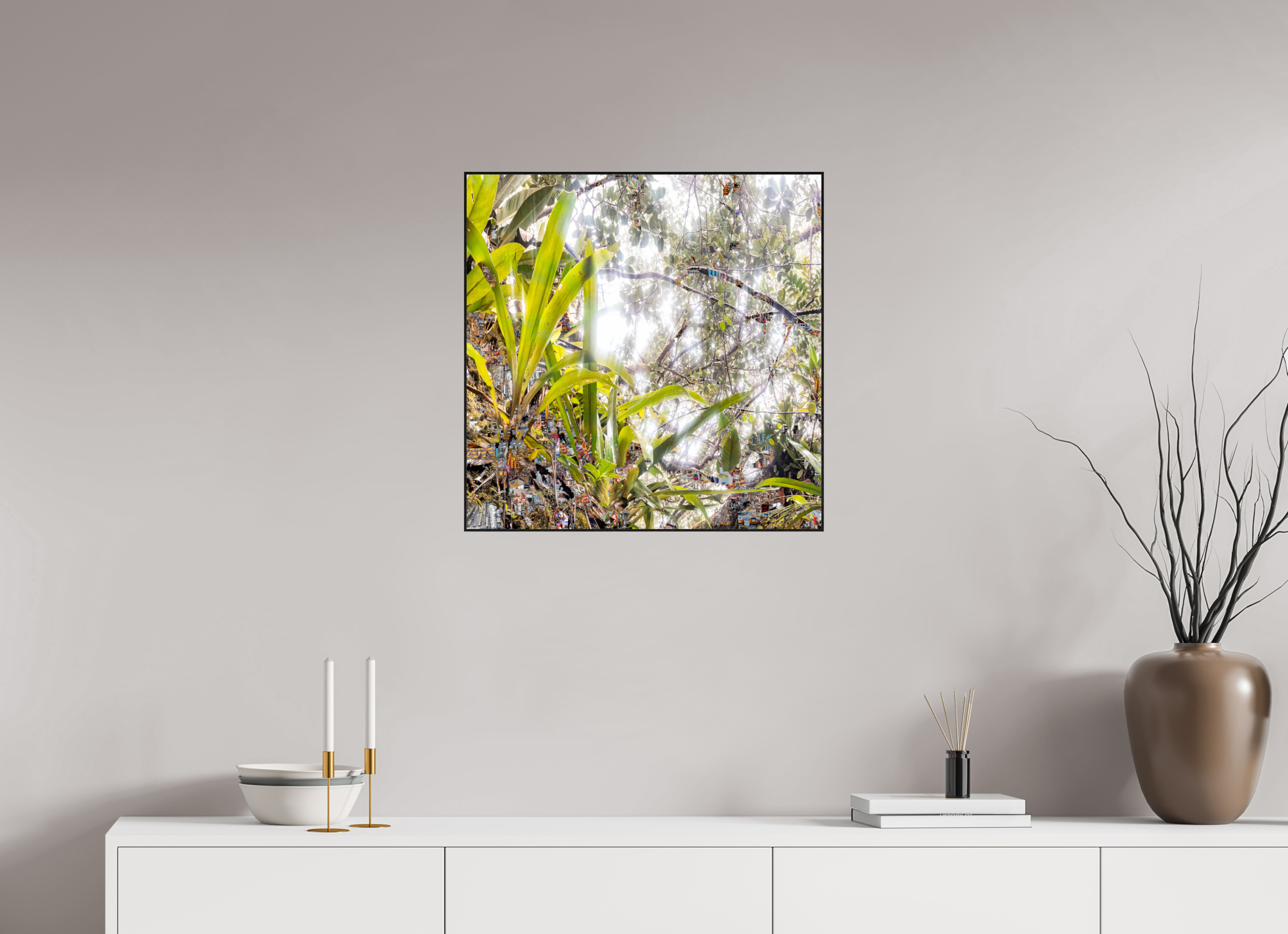 60 x 60 cm, Foto in ArtBox aus Massivholz Eiche schwarz RED³ HP Amara II