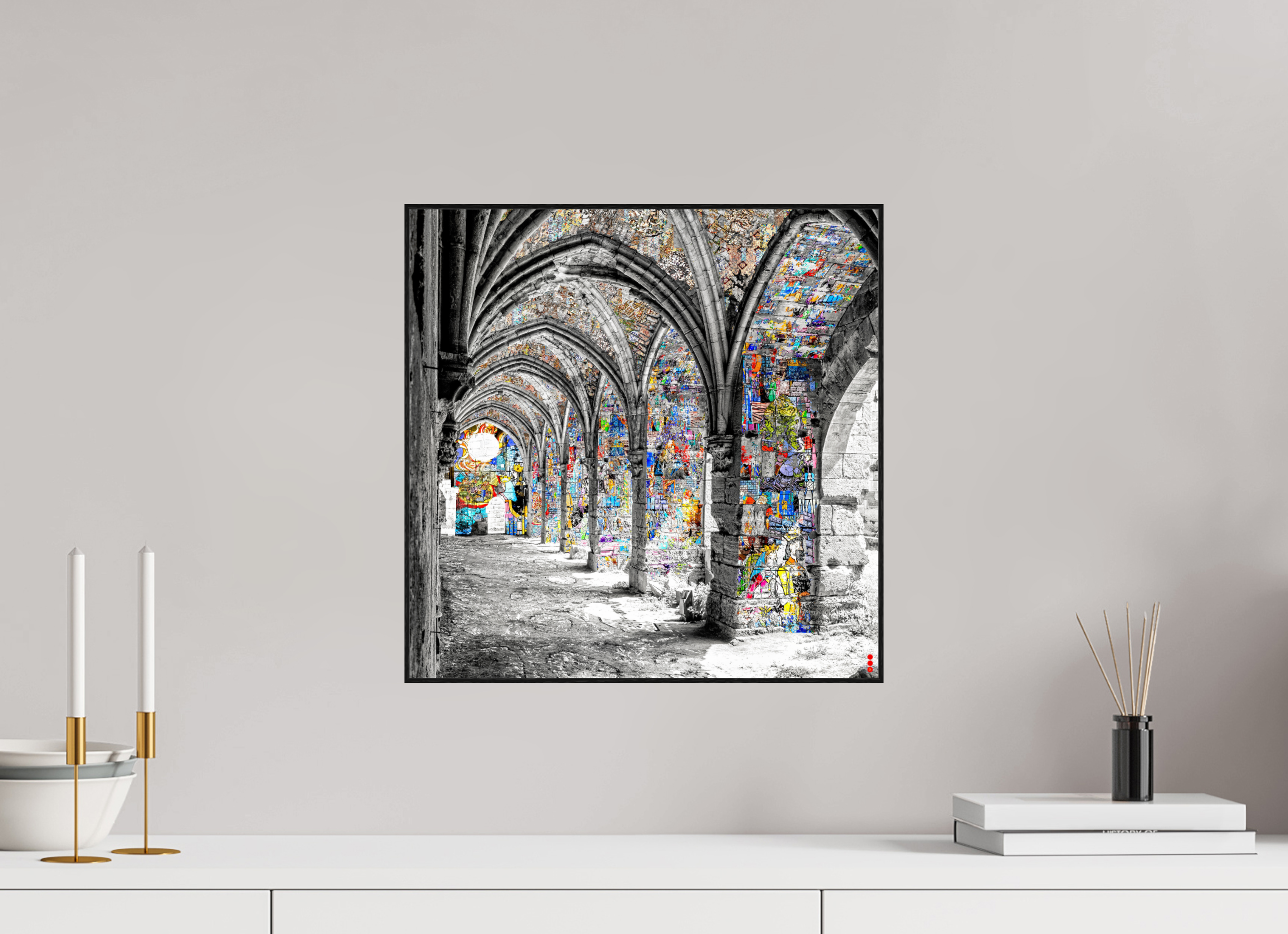 40 x 40 cm, Foto in ArtBox aus Massivholz Eiche schwarz RED³ SCSI Malik II