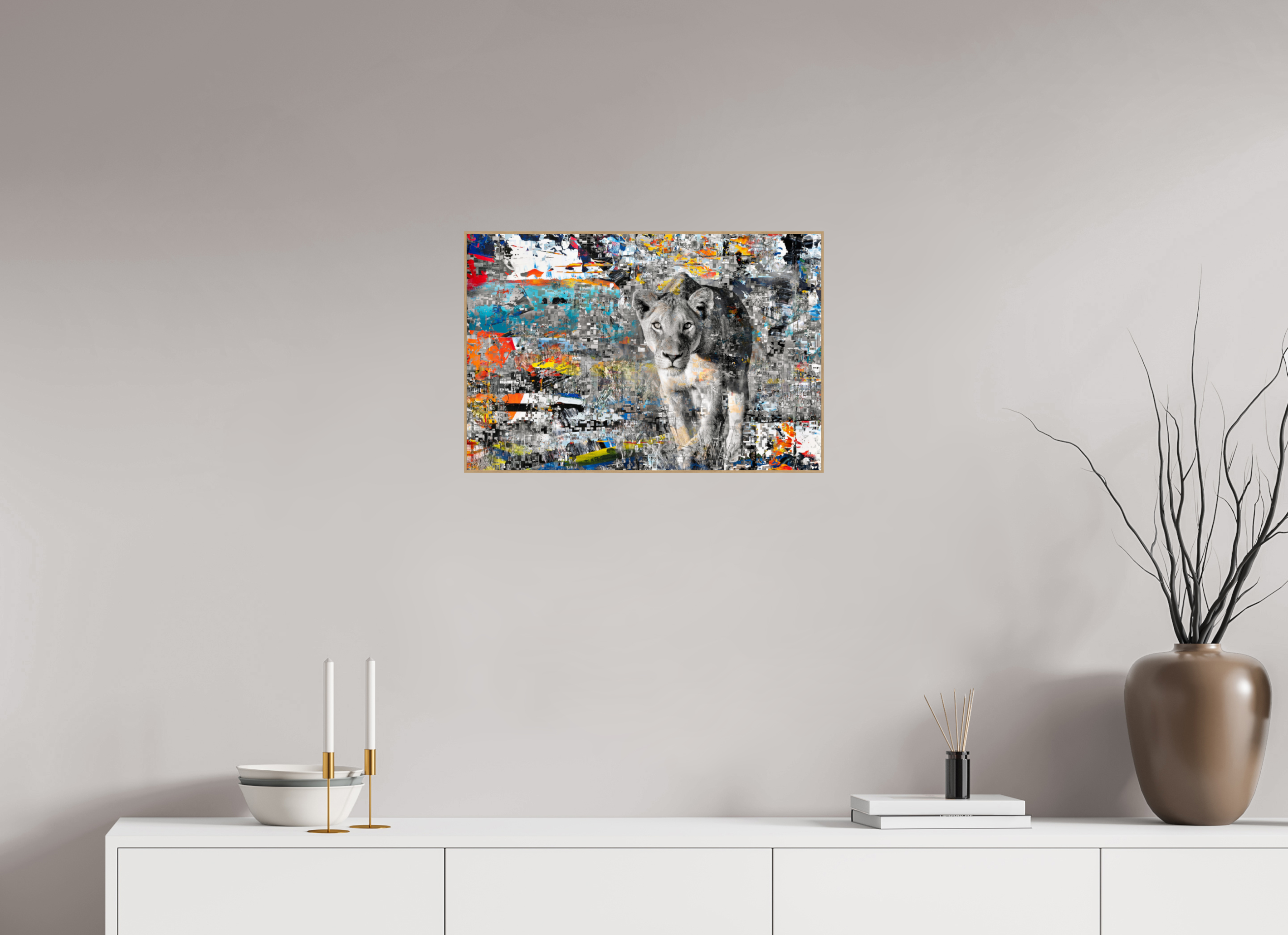 60 x 40 cm, Foto in ArtBox aus Massivholz Eiche natur RED³ WC Kachine I