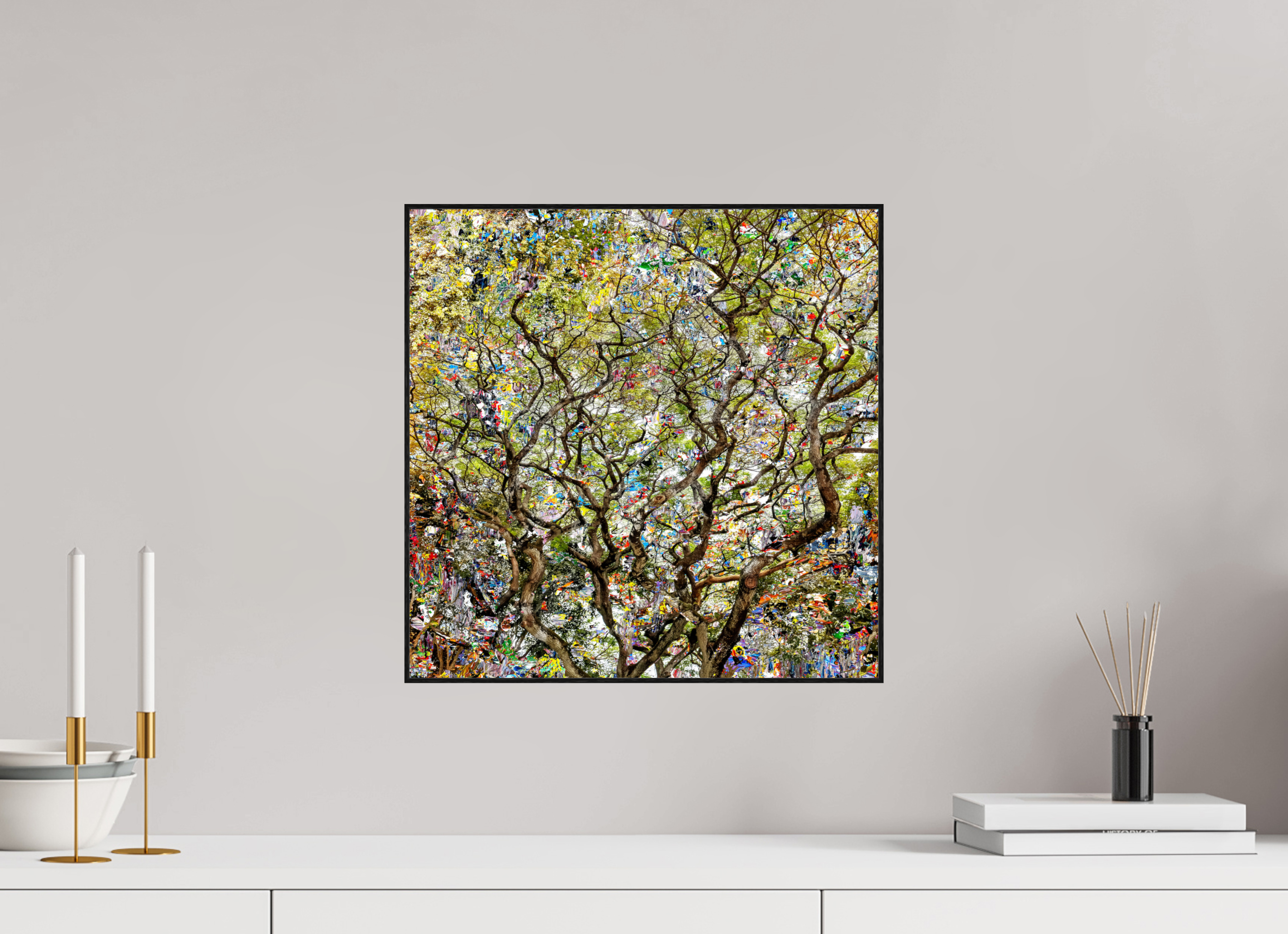 40 x 40 cm, Foto in ArtBox aus Massivholz Eiche schwarz RED³ HP Shakini II