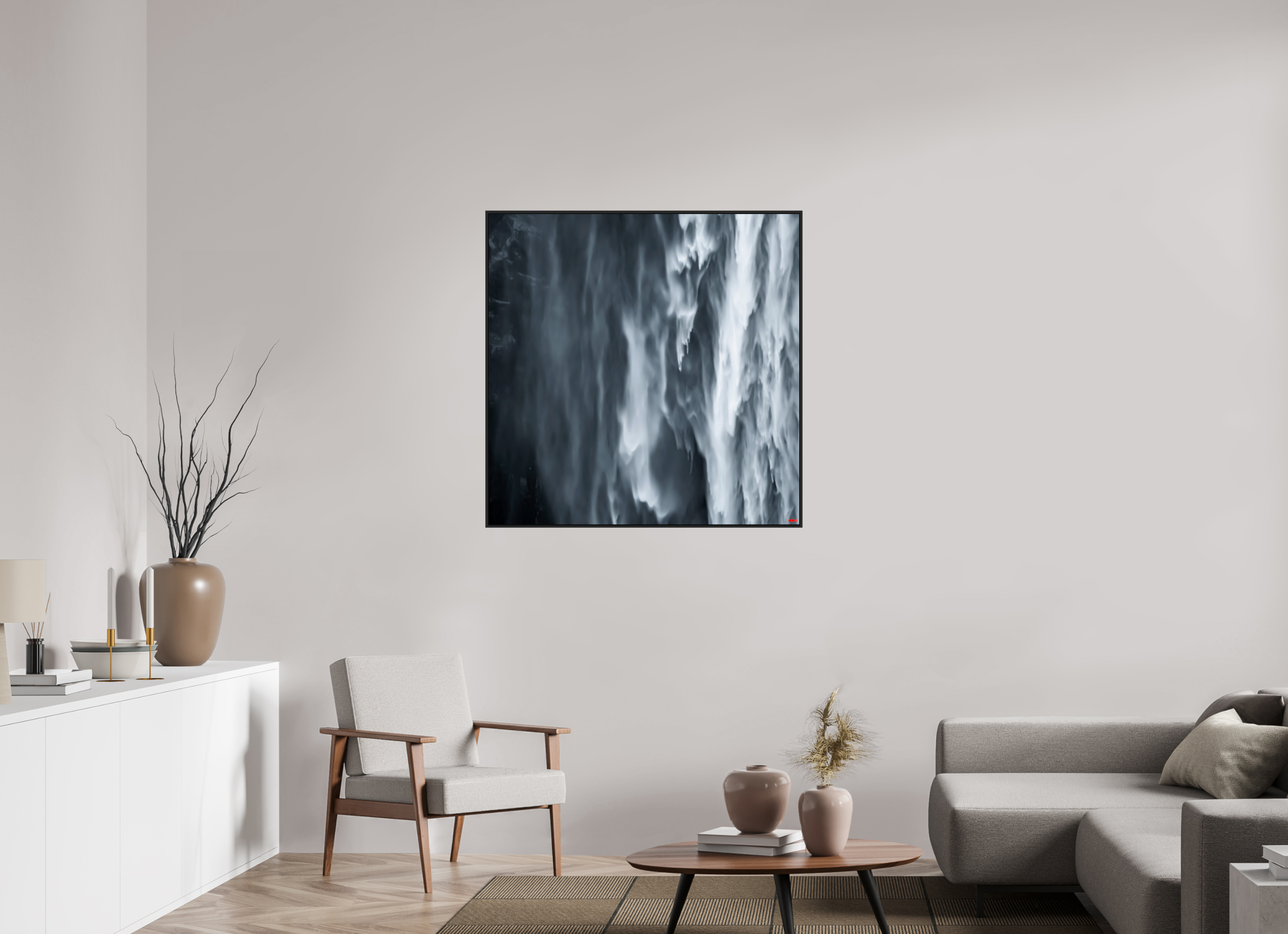 100 x 100 cm, Schattenfugen-Rahmen schwarz & 2mm Acrylglas FA PH Oats in the Water II