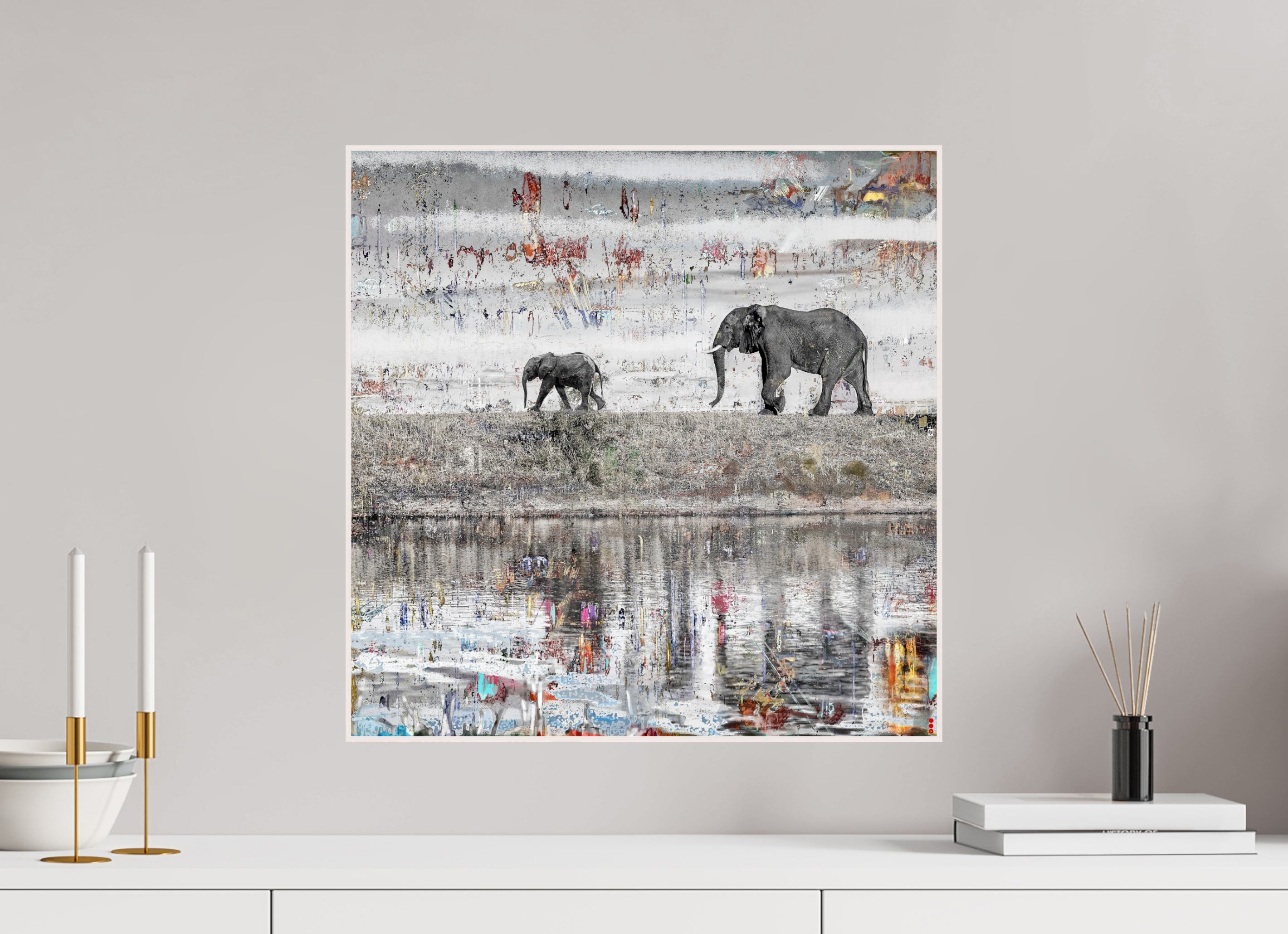 50 x 50 cm, Foto in ArtBox aus Massivholz Ahorn weiß RED³ WC Akuji II