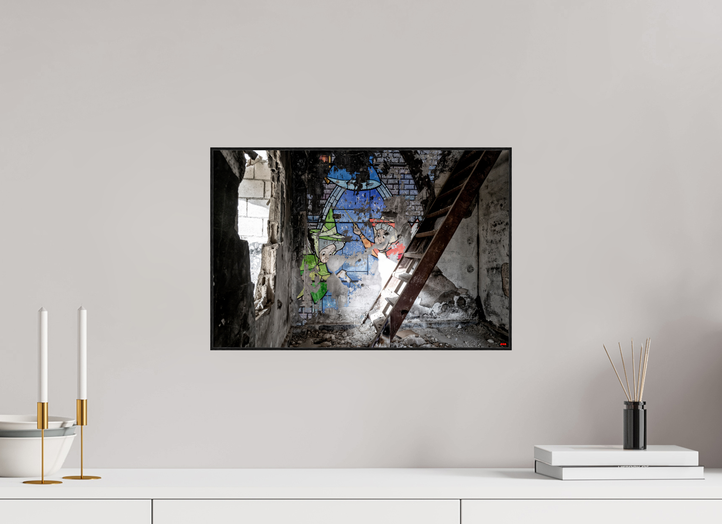 45 x 30 cm, Foto in ArtBox aus Massivholz Eiche schwarz RED³ SCSI Mazaya I