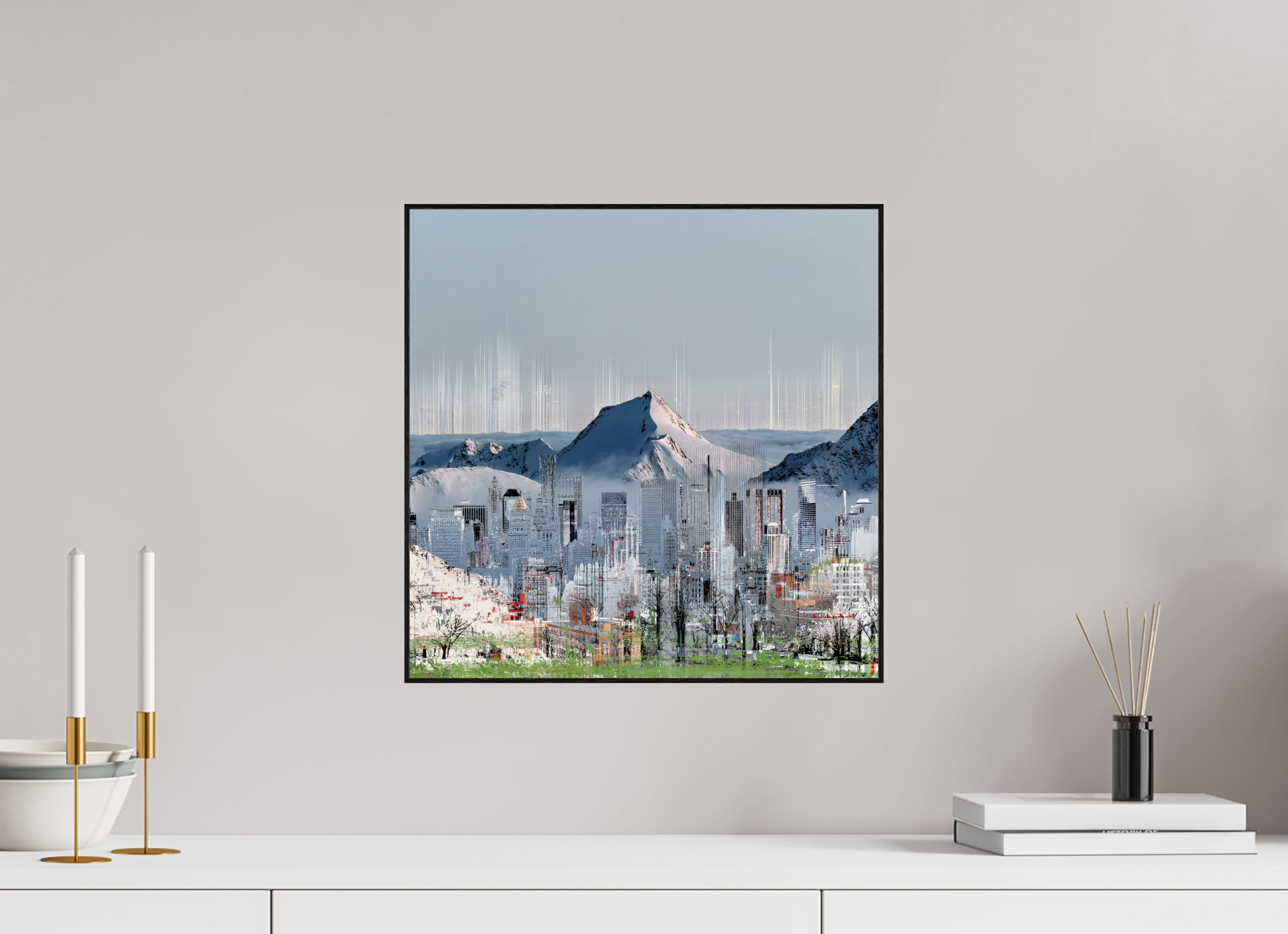 40 x 40 cm, Foto in ArtBox aus Massivholz Eiche schwarz RED³ HP Mafuane II