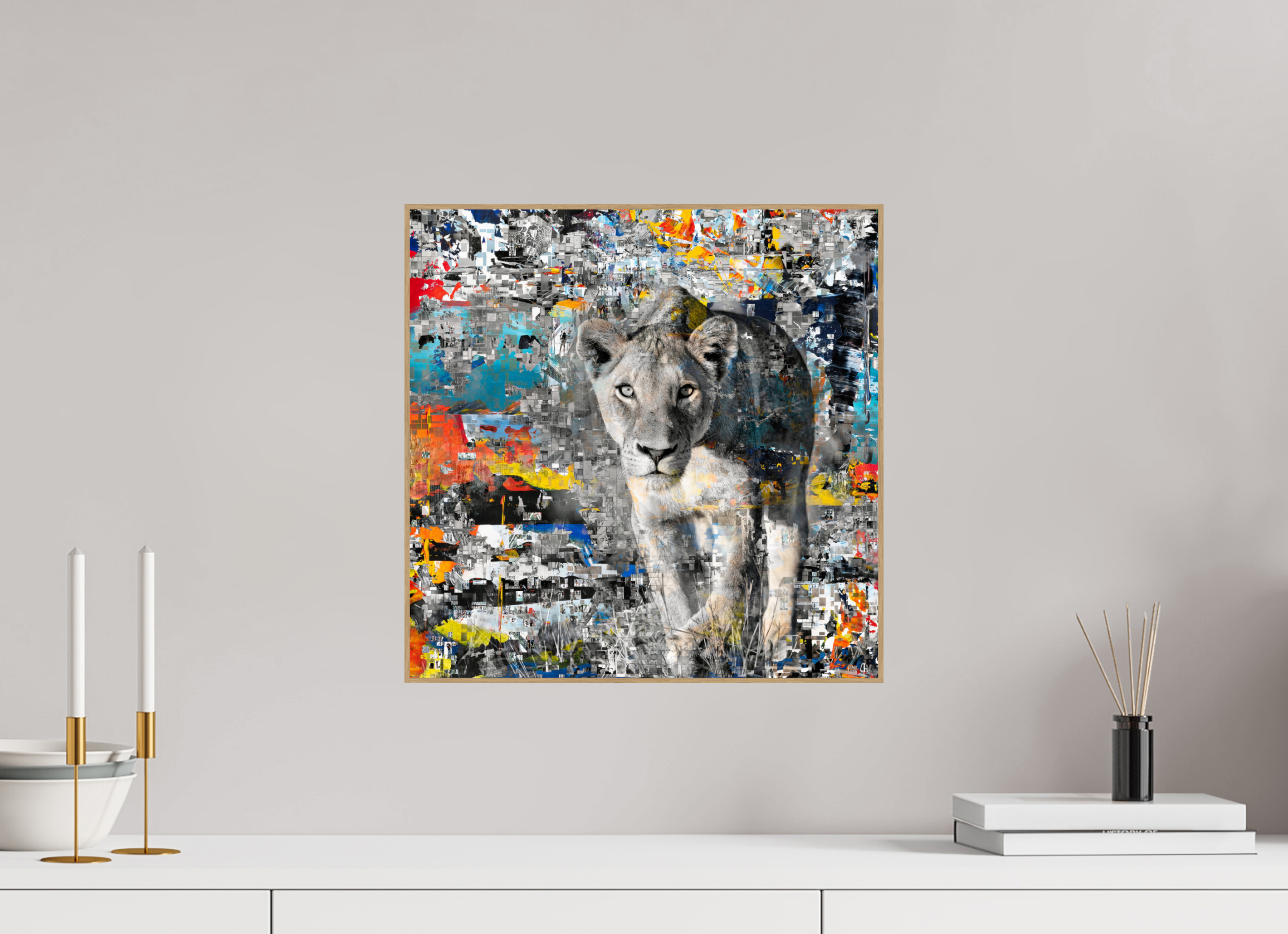 40 x 40 cm, Foto in ArtBox aus Massivholz Eiche natur RED³ WC Kachine II