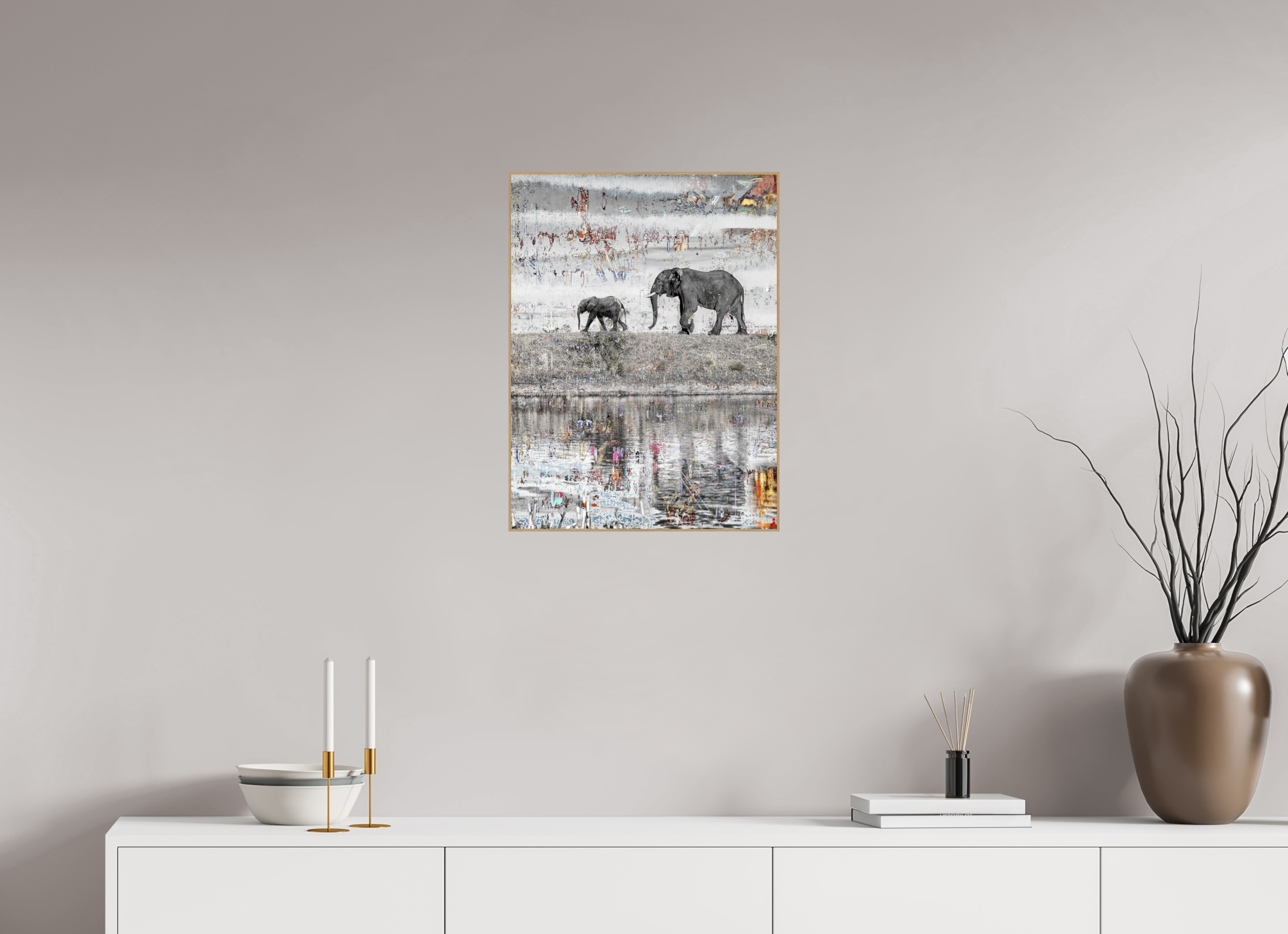 45 x 60 cm, Foto in ArtBox aus Massivholz Eiche natur RED³ WC Akuji III