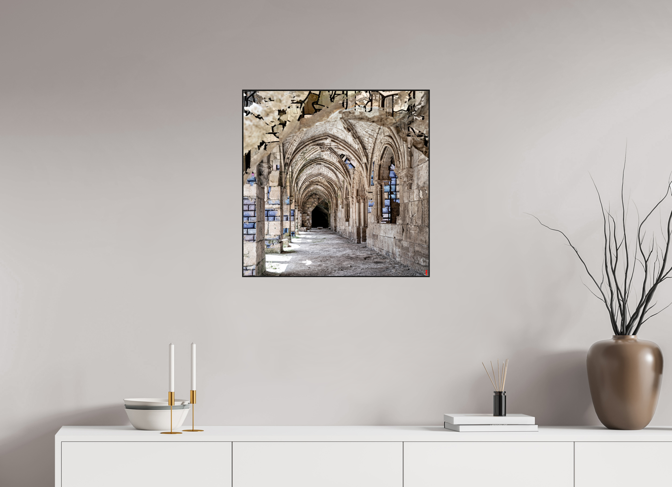 60 x 60 cm, Foto in ArtBox aus Massivholz Eiche schwarz RED³ SCSI Mehdiya II