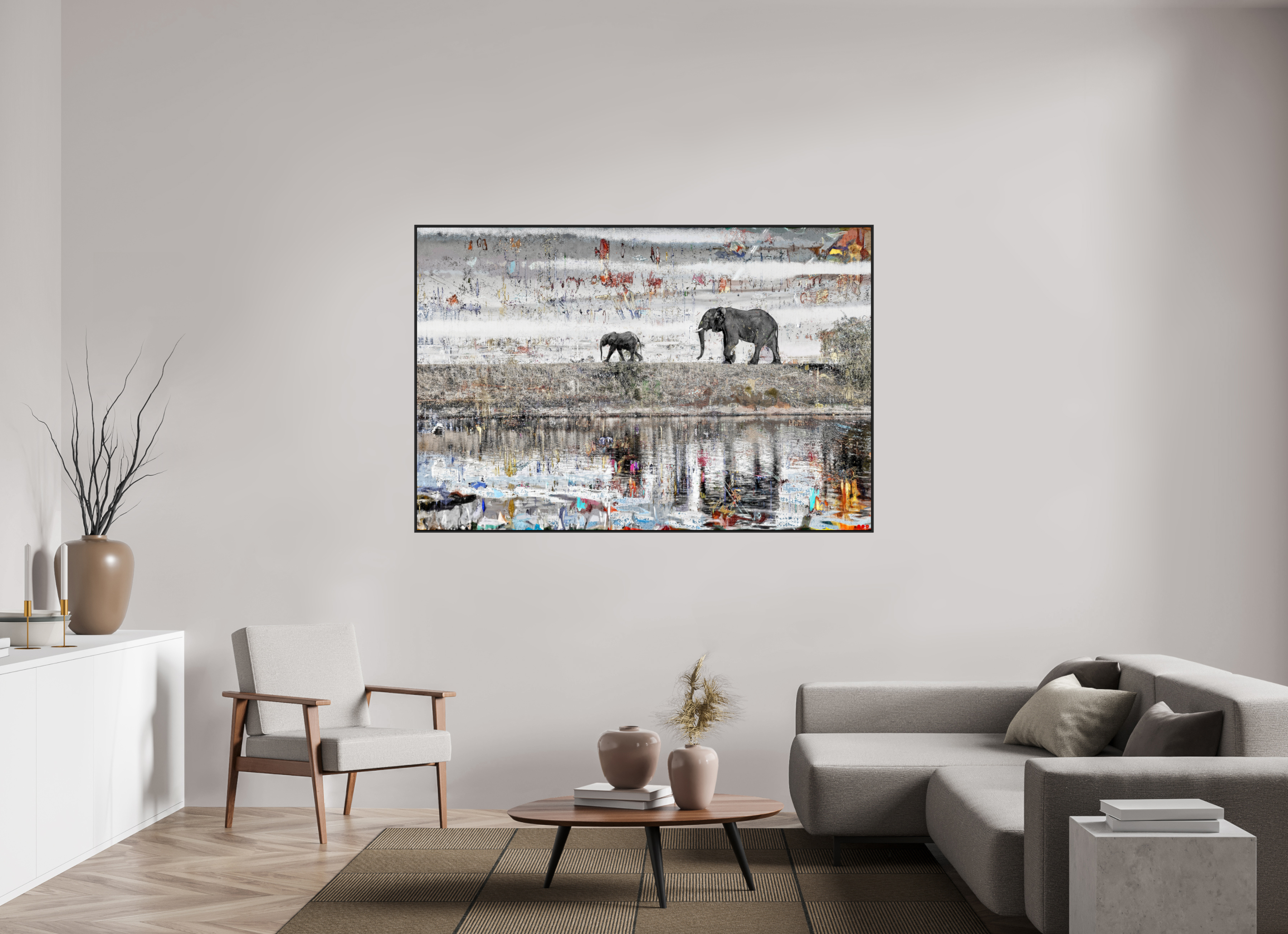 180 x 120 cm, Schattenfugen-Rahmen schwarz & 2mm Acrylglas FA WC Akuji I