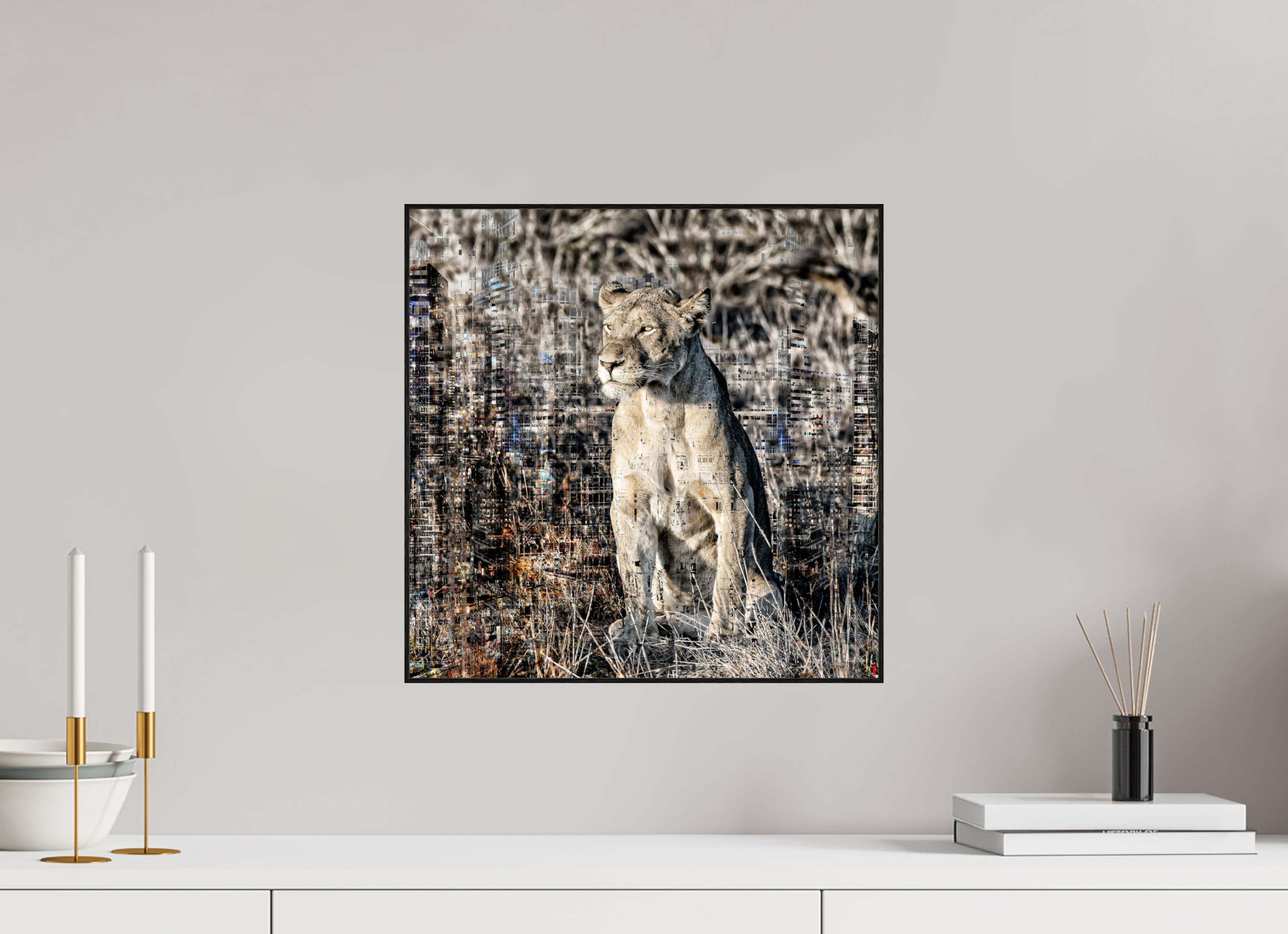 40 x 40 cm, Foto in ArtBox aus Massivholz Eiche schwarz RED³ WC Adwoa II