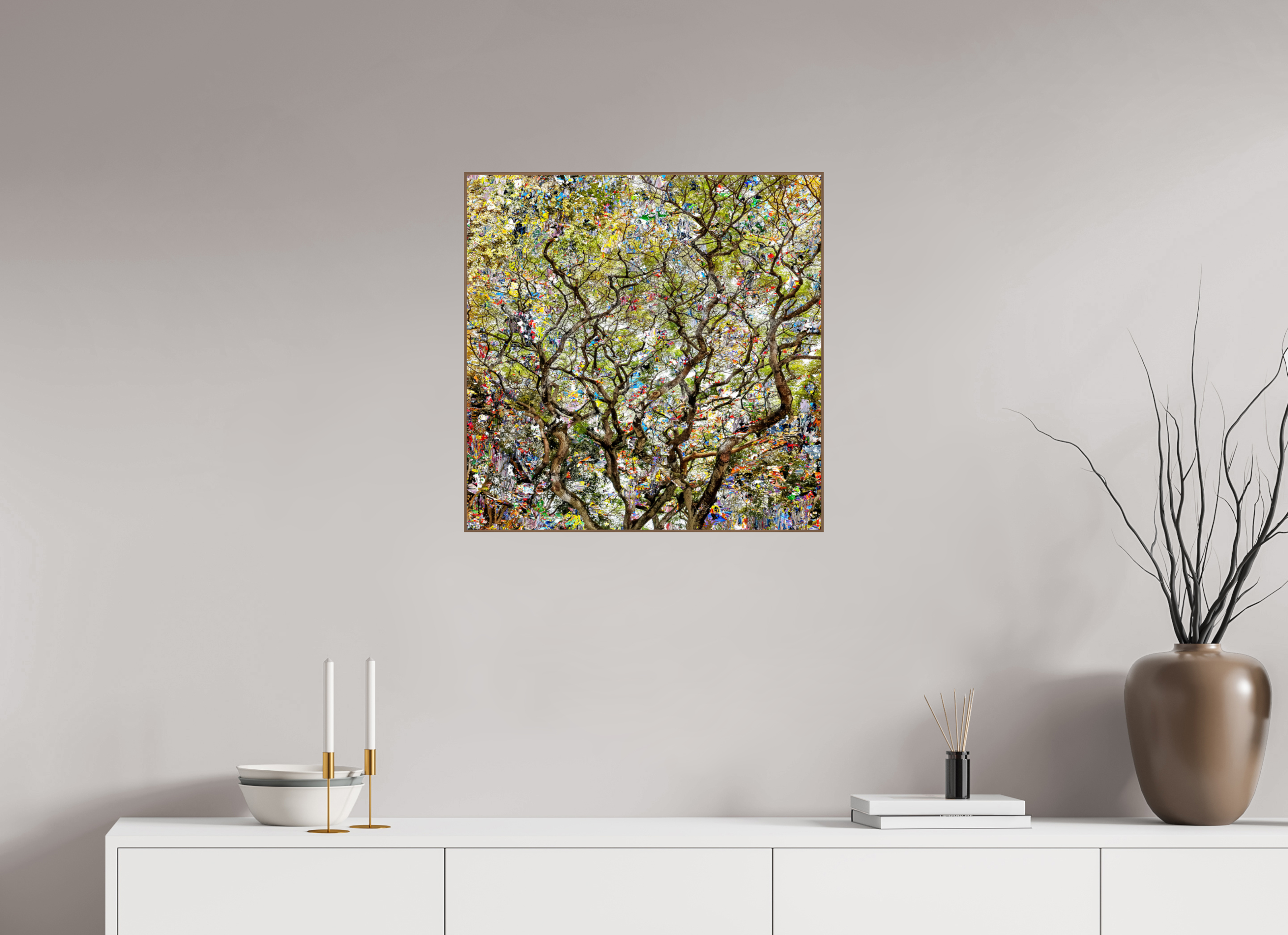 60 x 60 cm, Foto in ArtBox aus Massivholz Nussbaum RED³ HP Shakini II