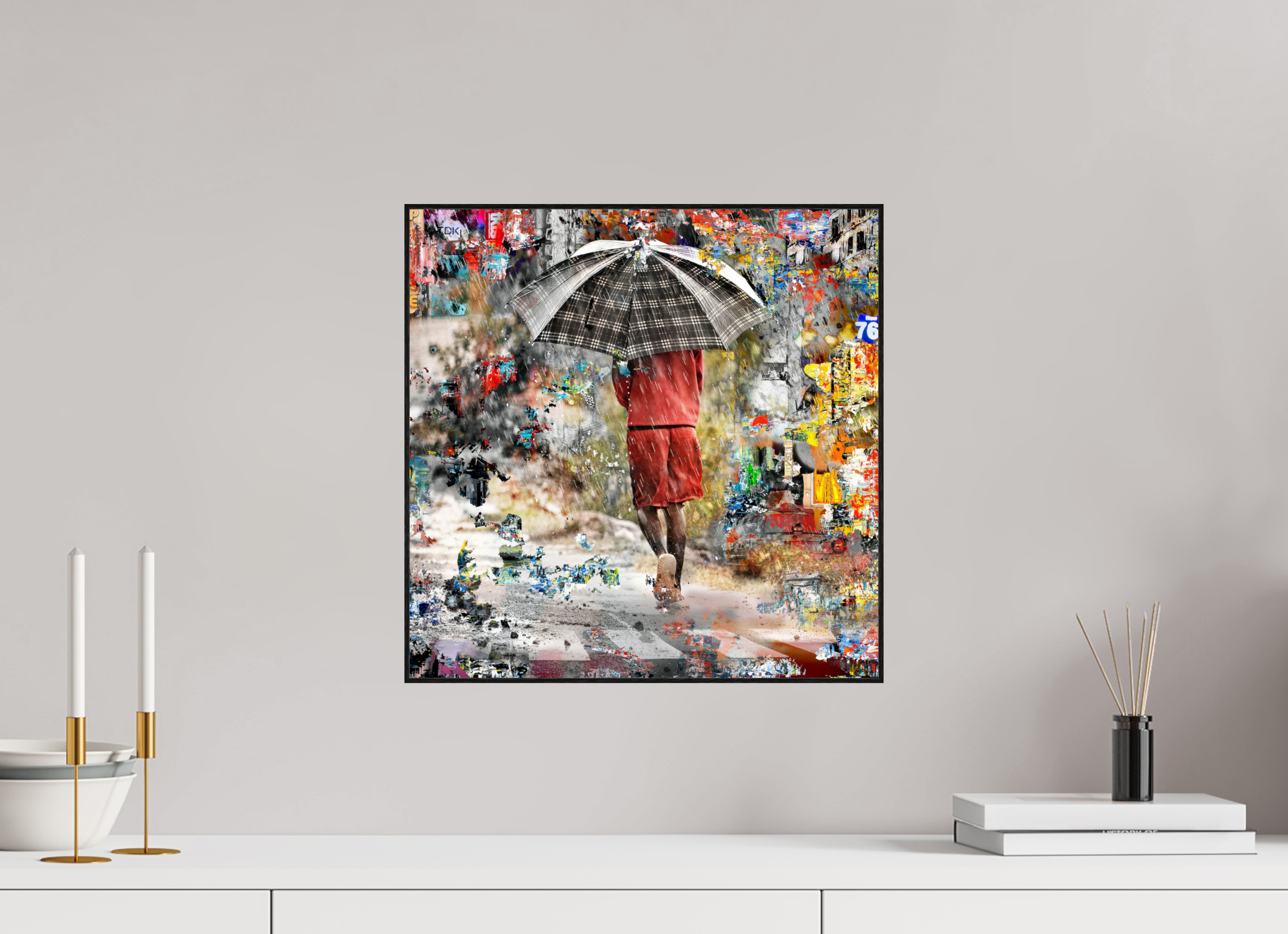 40 x 40 cm, Foto in ArtBox aus Massivholz Eiche schwarz RED³ HP Wash II