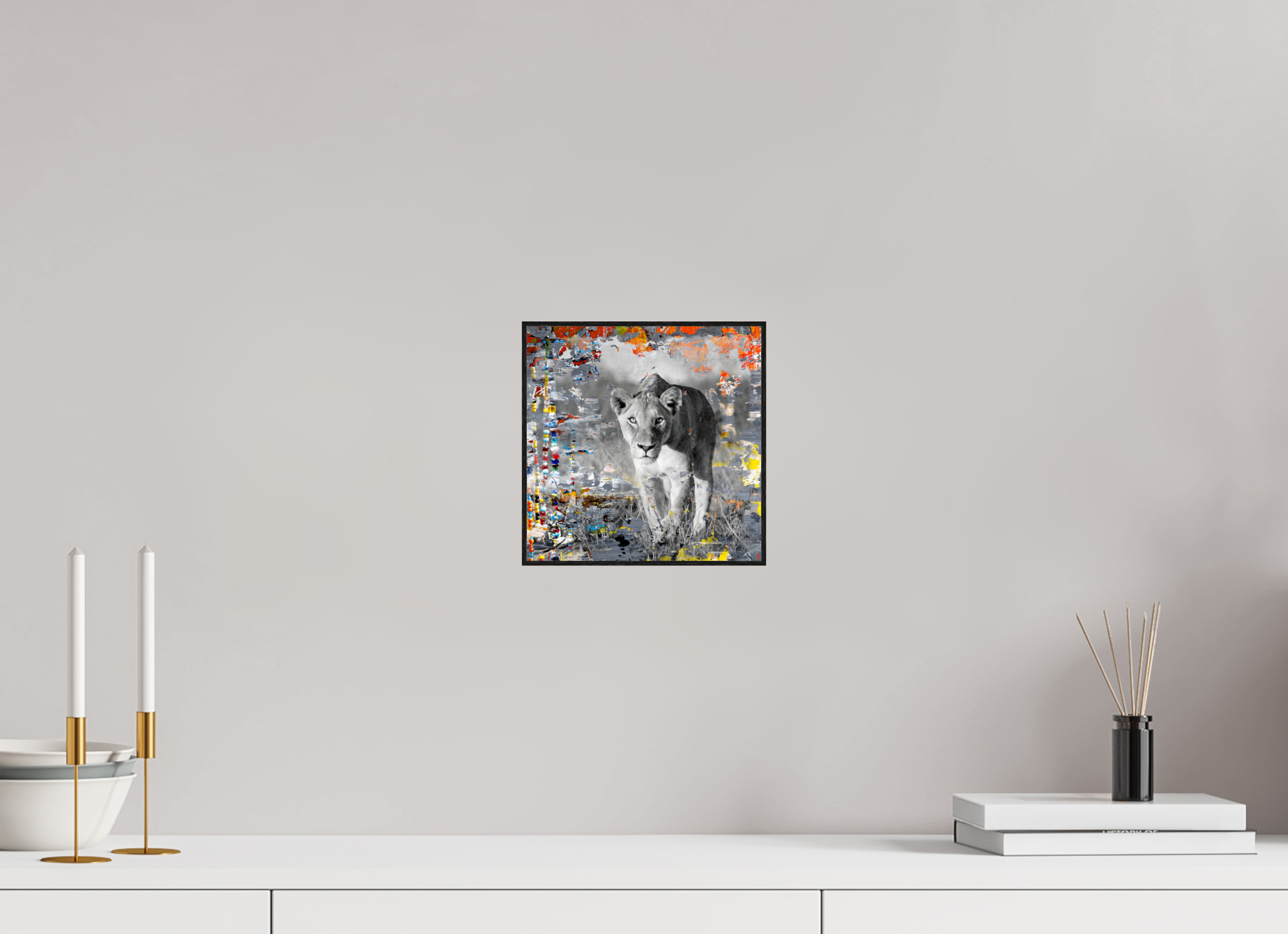 20 x 20 cm, Foto in ArtBox aus Massivholz Eiche schwarz RED³ WC Lamaya II