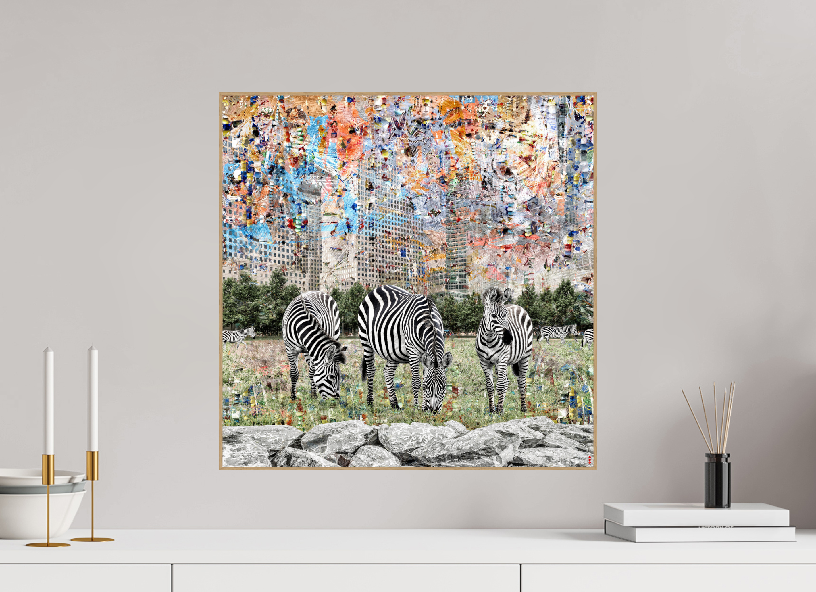 50 x 50 cm, Foto in ArtBox aus Massivholz Eiche natur RED³ WC Amaya II