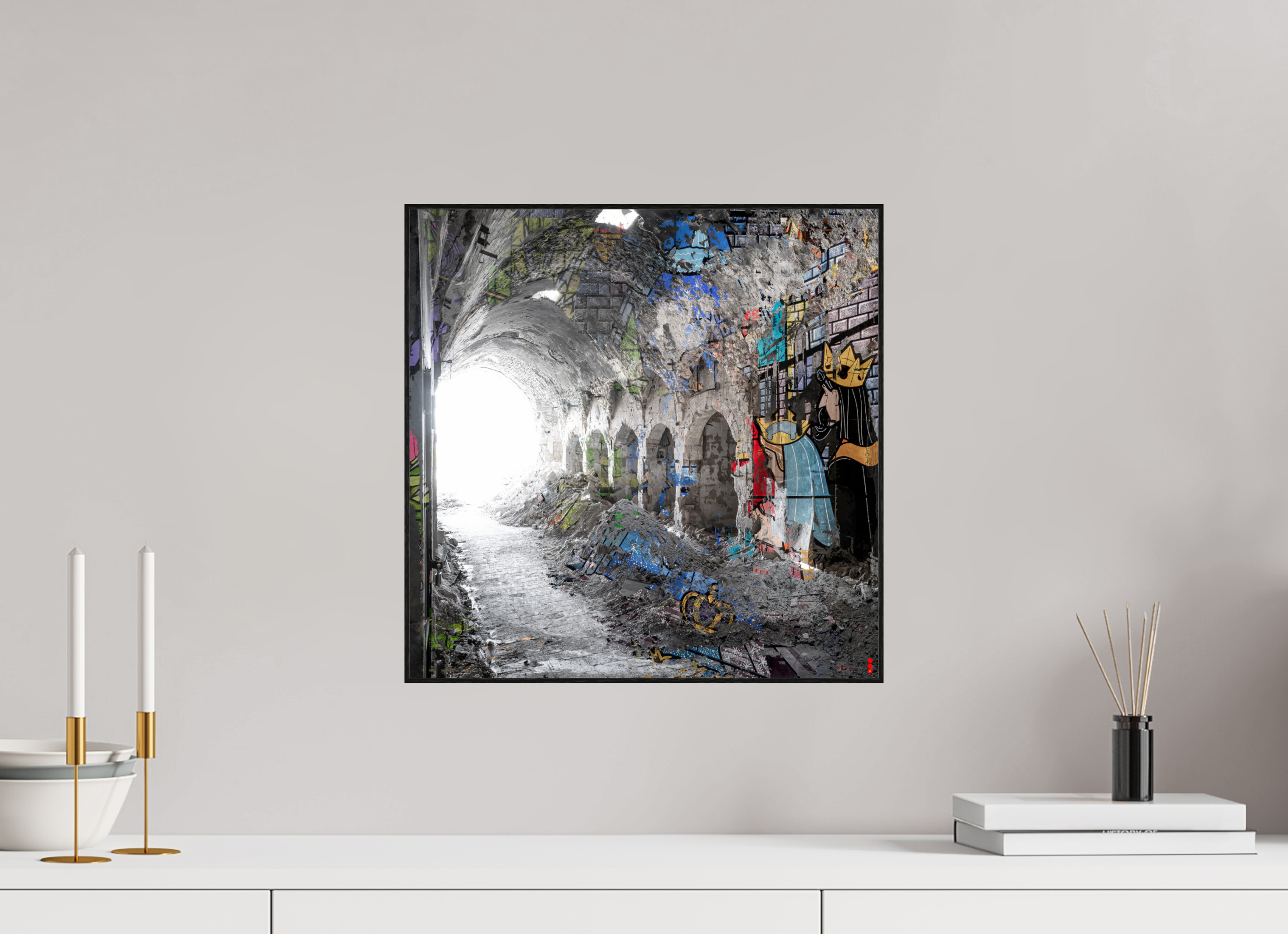 40 x 40 cm, Foto in ArtBox aus Massivholz Eiche schwarz RED³ SCSI Maysa II