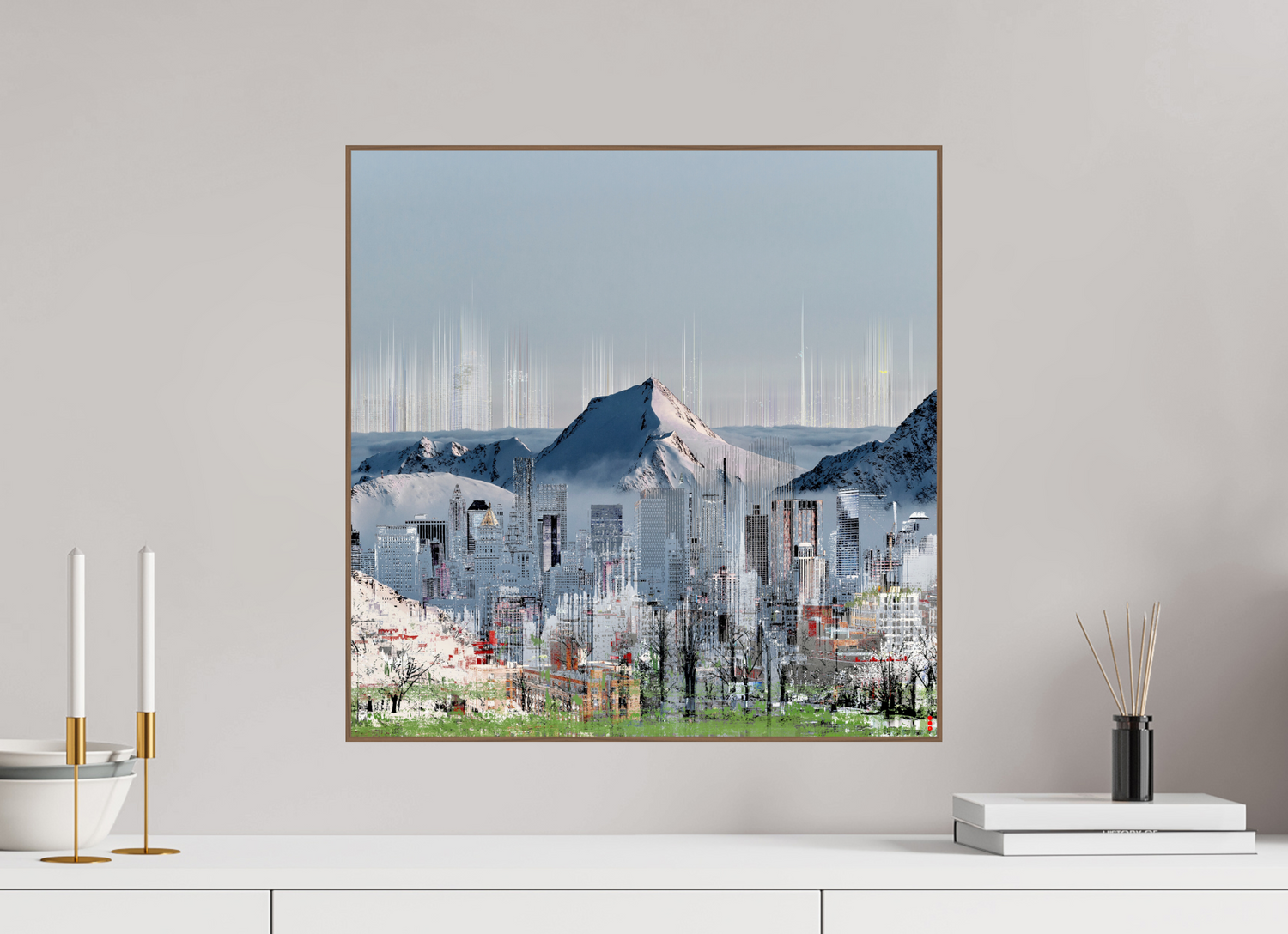 50 x 50 cm, Foto in ArtBox aus Massivholz Nussbaum RED³ HP Mafuane II