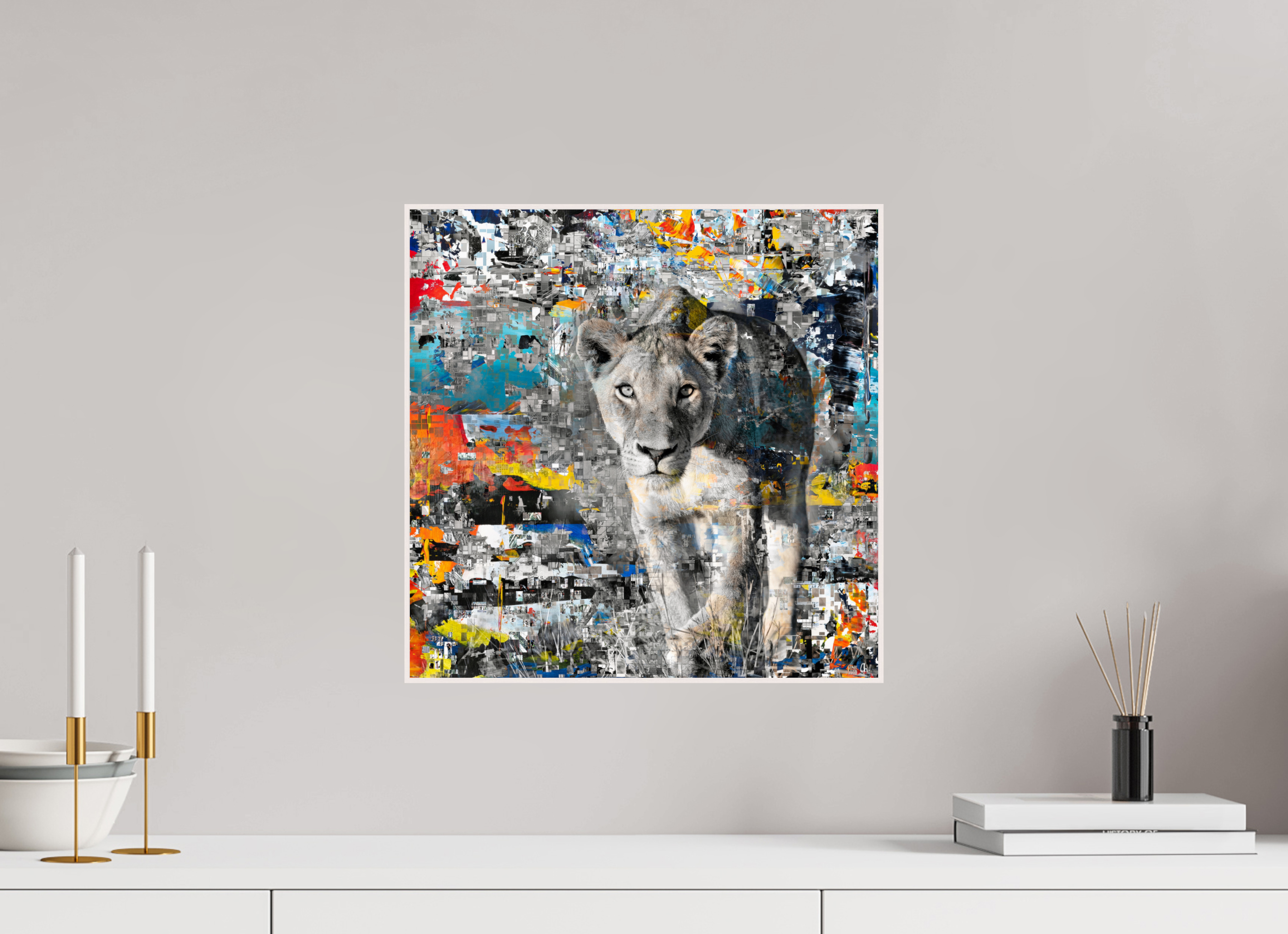 40 x 40 cm, Foto in ArtBox aus Massivholz Ahorn weiß RED³ WC Kachine II