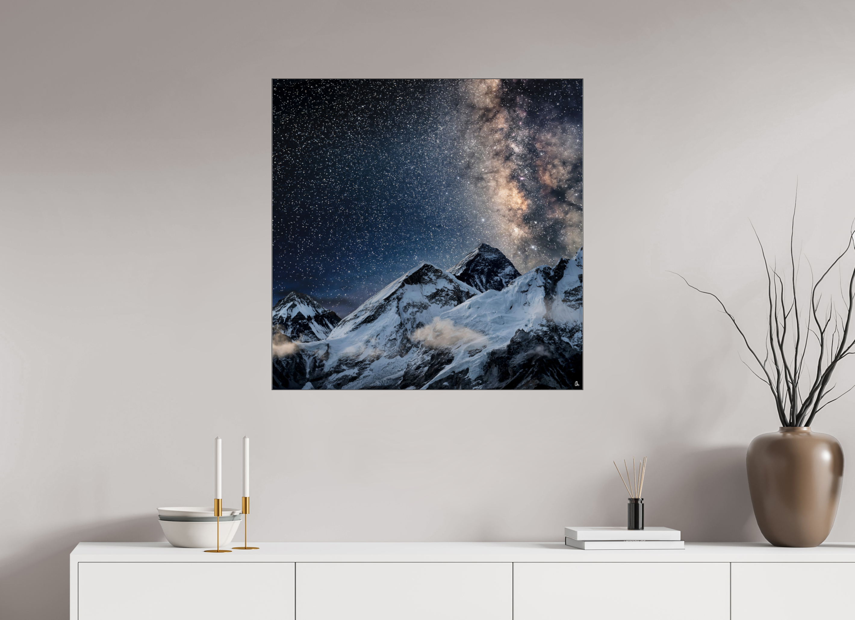 80 x 80 cm, Slimline Einfassung schwarz unter 2mm Acrylglas FA PH Sangmo II