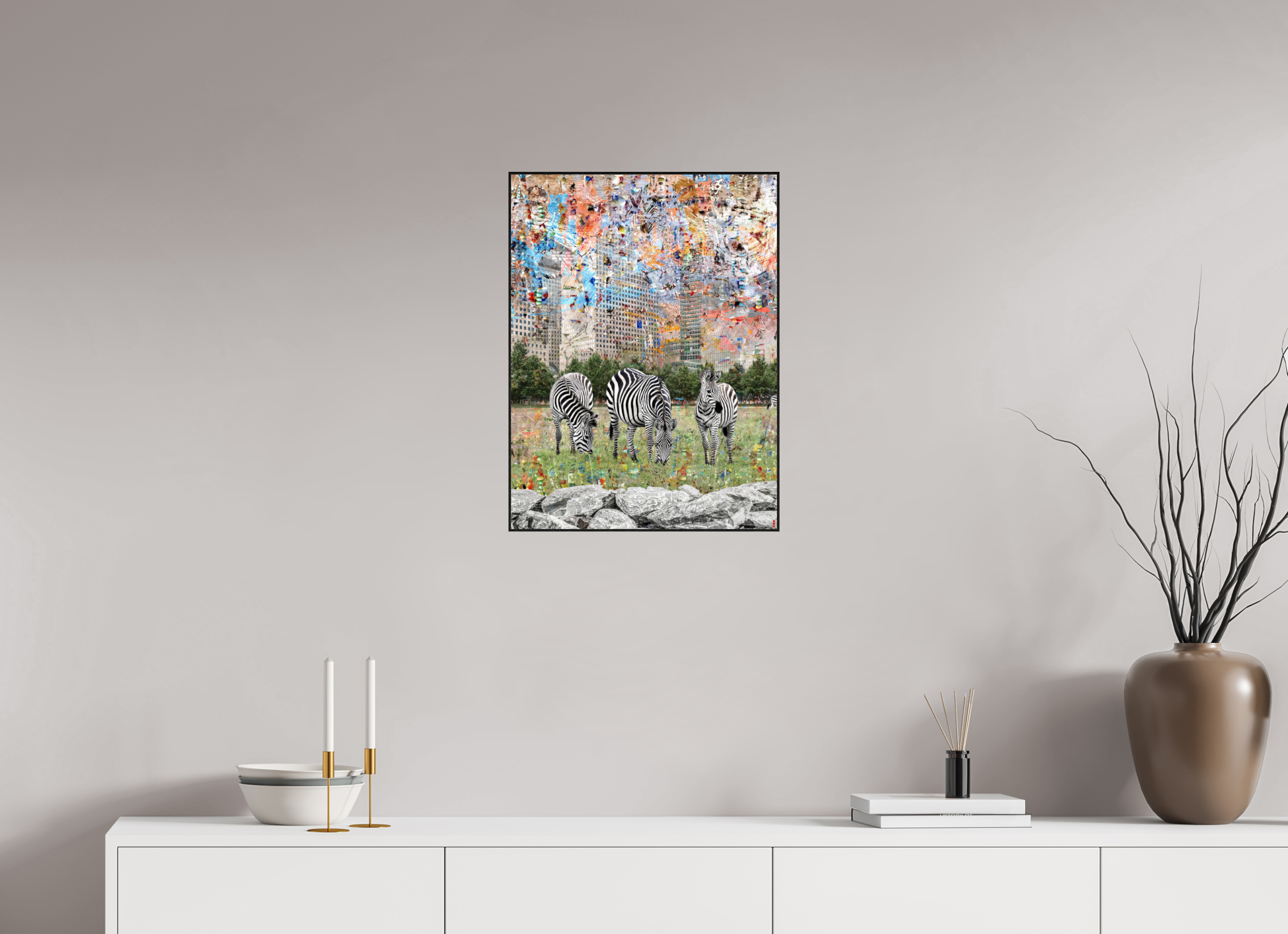 45 x 60 cm, Foto in ArtBox aus Massivholz Eiche schwarz RED³ WC Amaya III