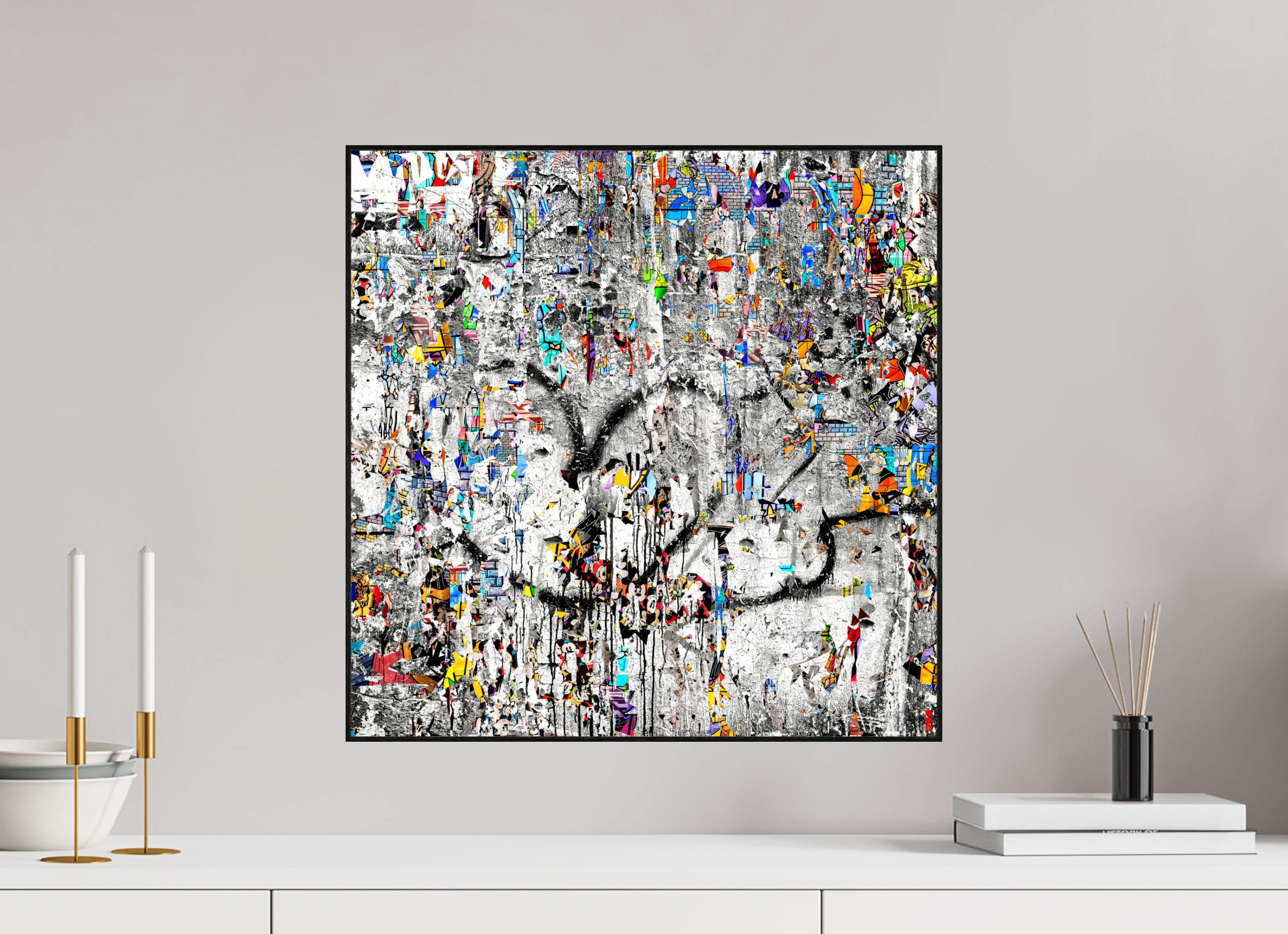 50 x 50 cm, Foto in ArtBox aus Massivholz Eiche schwarz RED³ SCSI Mu&