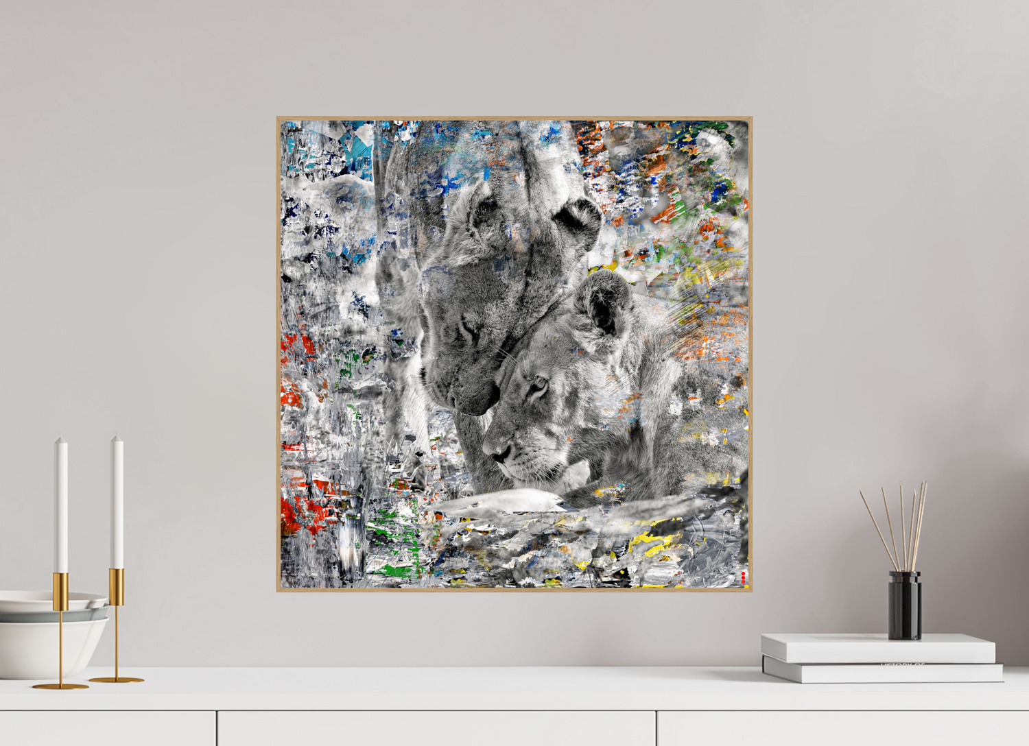 50 x 50 cm, Foto in ArtBox aus Massivholz Eiche natur RED³ WC Layamaya II