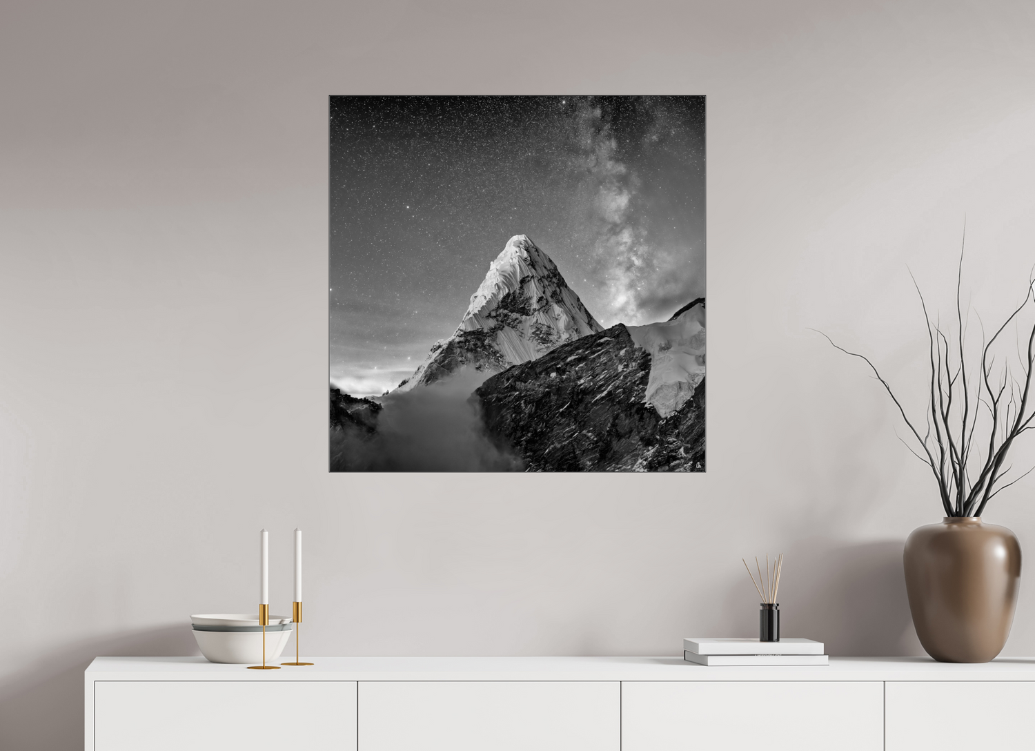 80 x 80 cm, Slimline Einfassung schwarz unter 2mm Acrylglas FA PH Sujata II