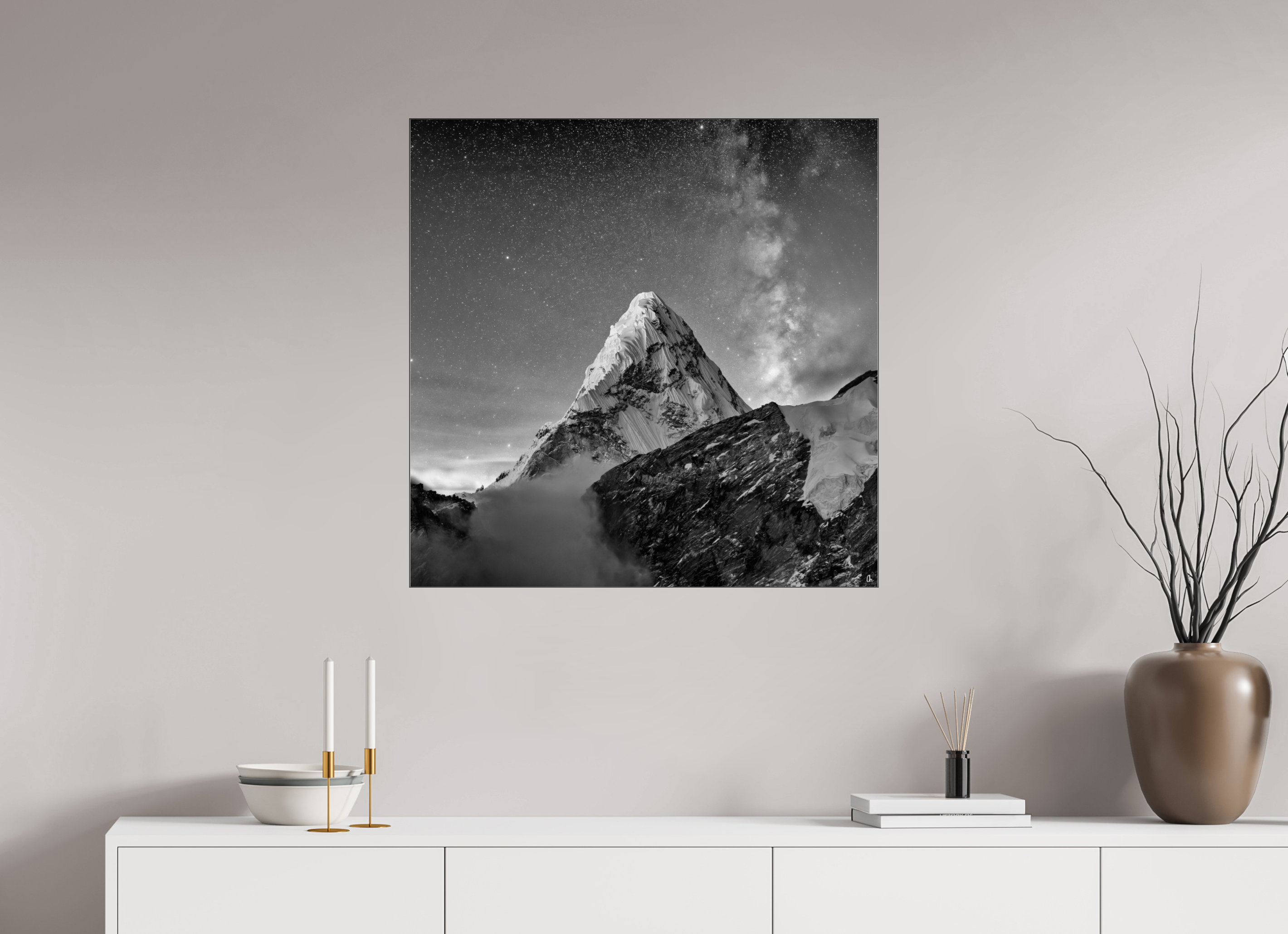 80 x 80 cm, Slimline Einfassung schwarz unter 2mm Acrylglas FA PH Sujata II