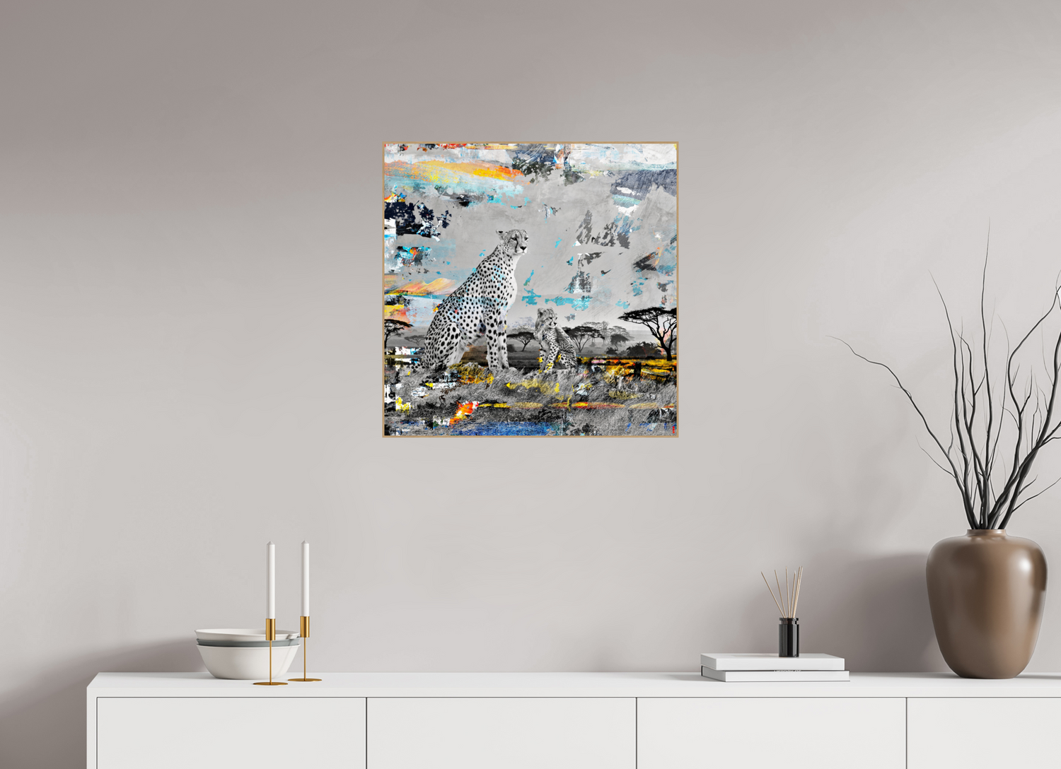 60 x 60 cm, Foto in ArtBox aus Massivholz Eiche natur RED³ WC Ladebayo II