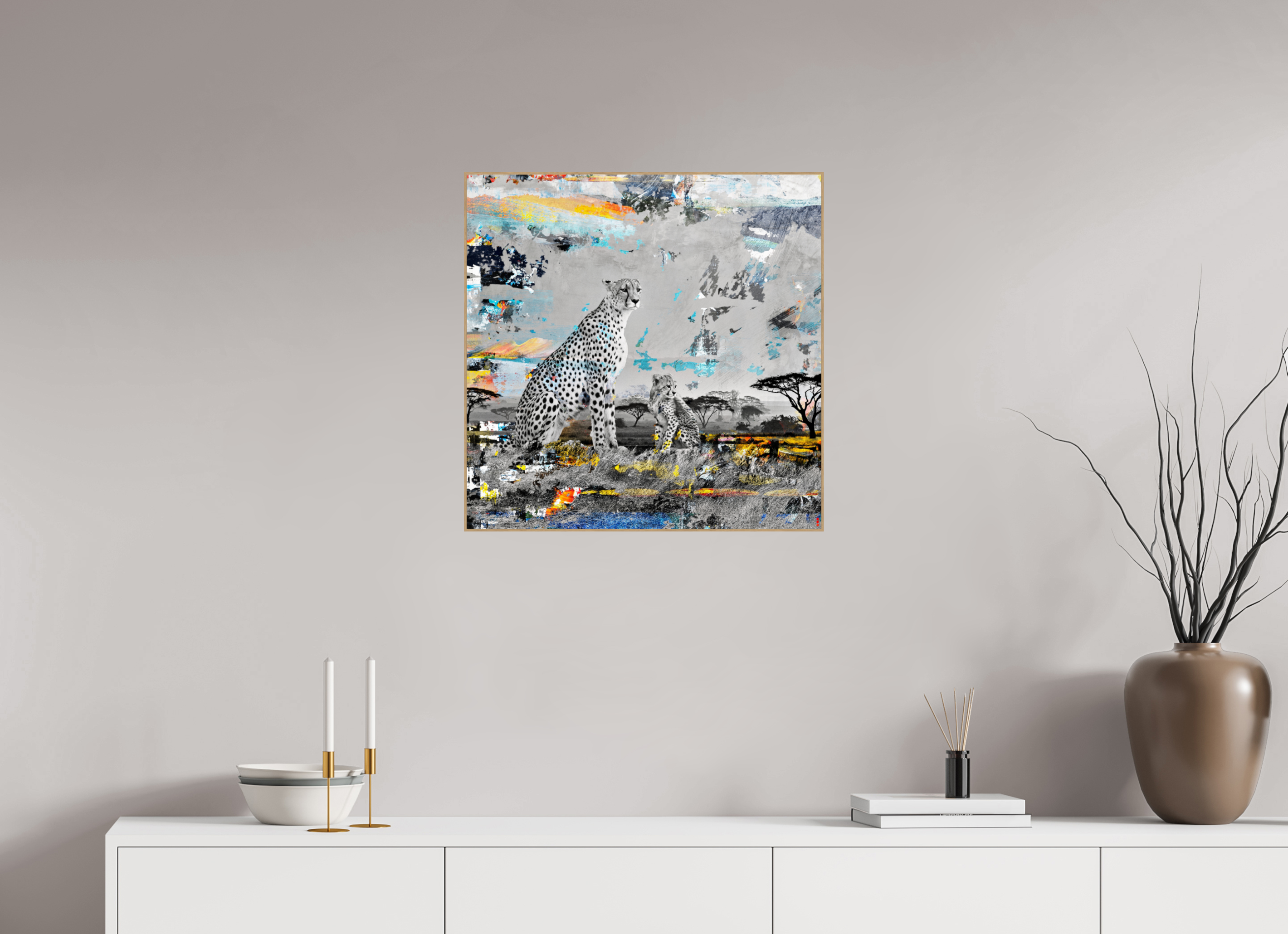 60 x 60 cm, Foto in ArtBox aus Massivholz Eiche natur RED³ WC Ladebayo II