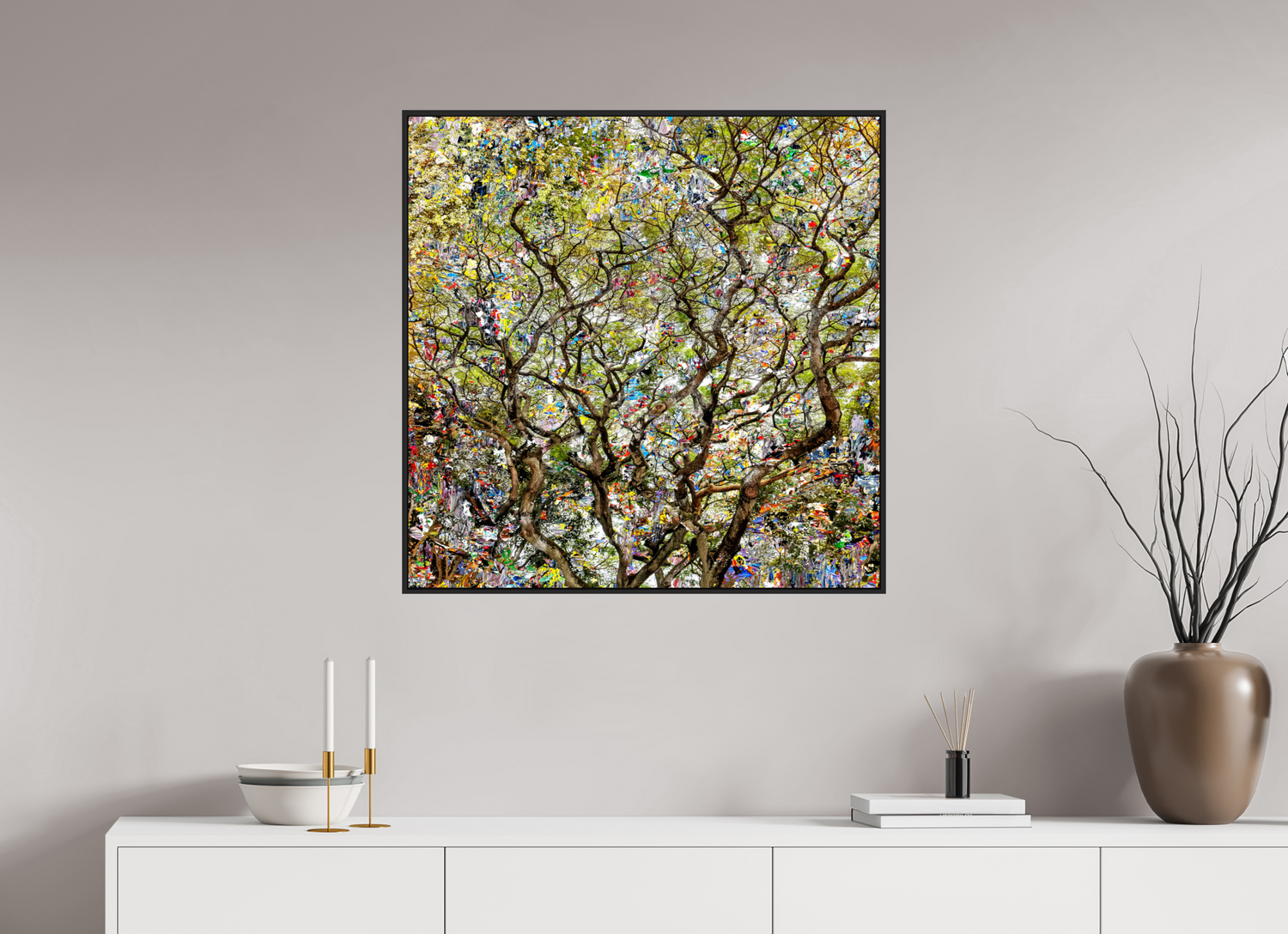 80 x 80 cm, Schattenfugen-Rahmen schwarz &amp; 2mm Acrylglas FA HP Shakini II