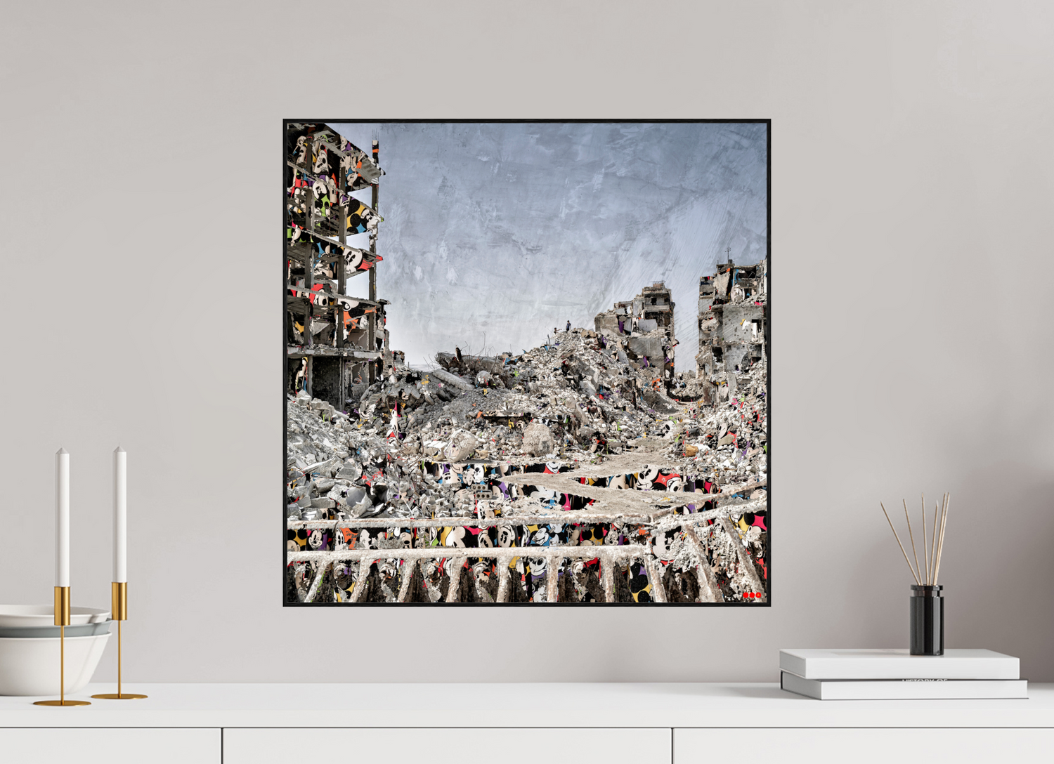 50 x 50 cm, Foto in ArtBox aus Massivholz Eiche schwarz RED³ SCSI Majid II