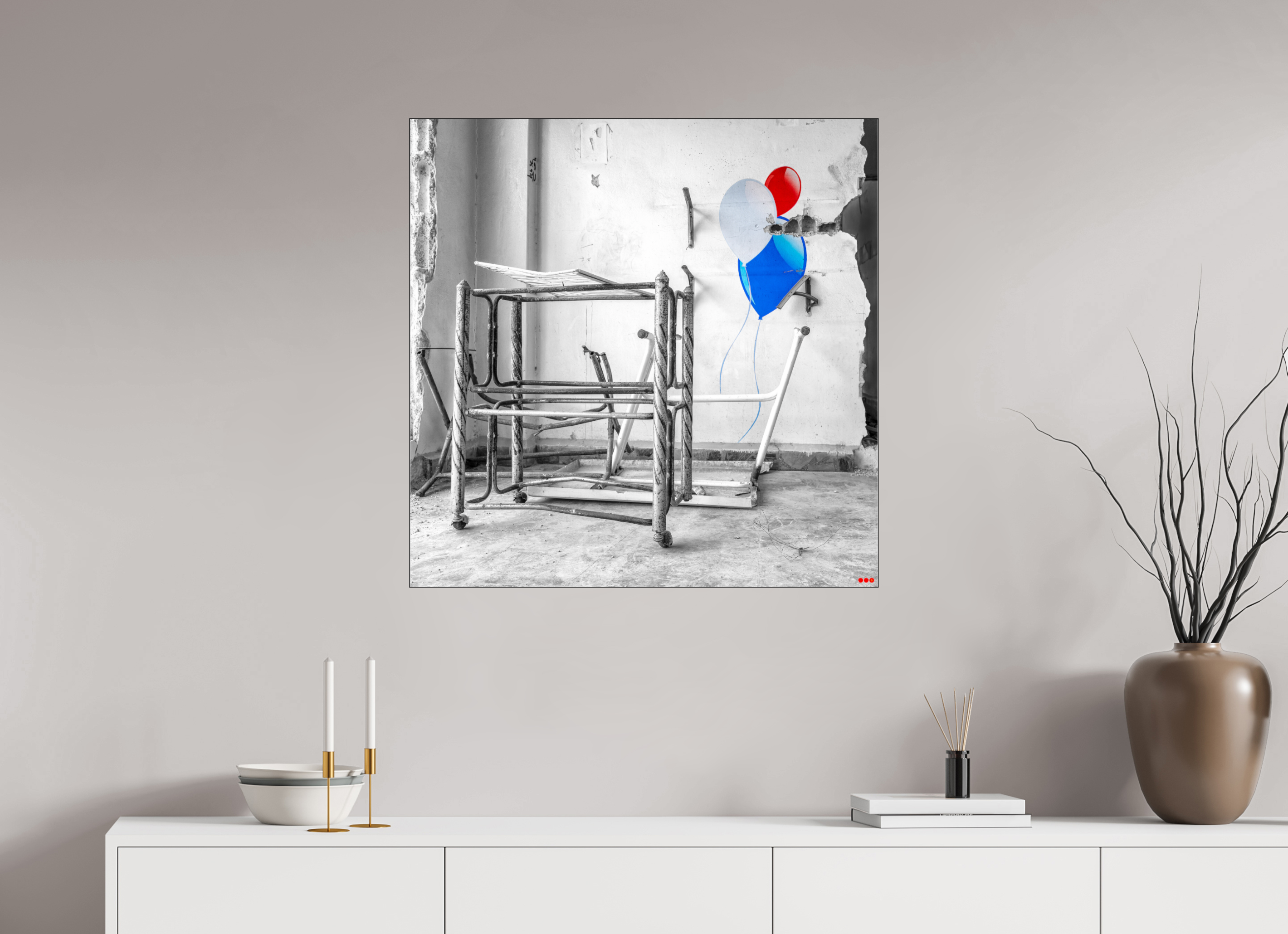 80 x 80 cm, Slimline Einfassung schwarz unter 2mm Acrylglas FA SCSI Mursal II