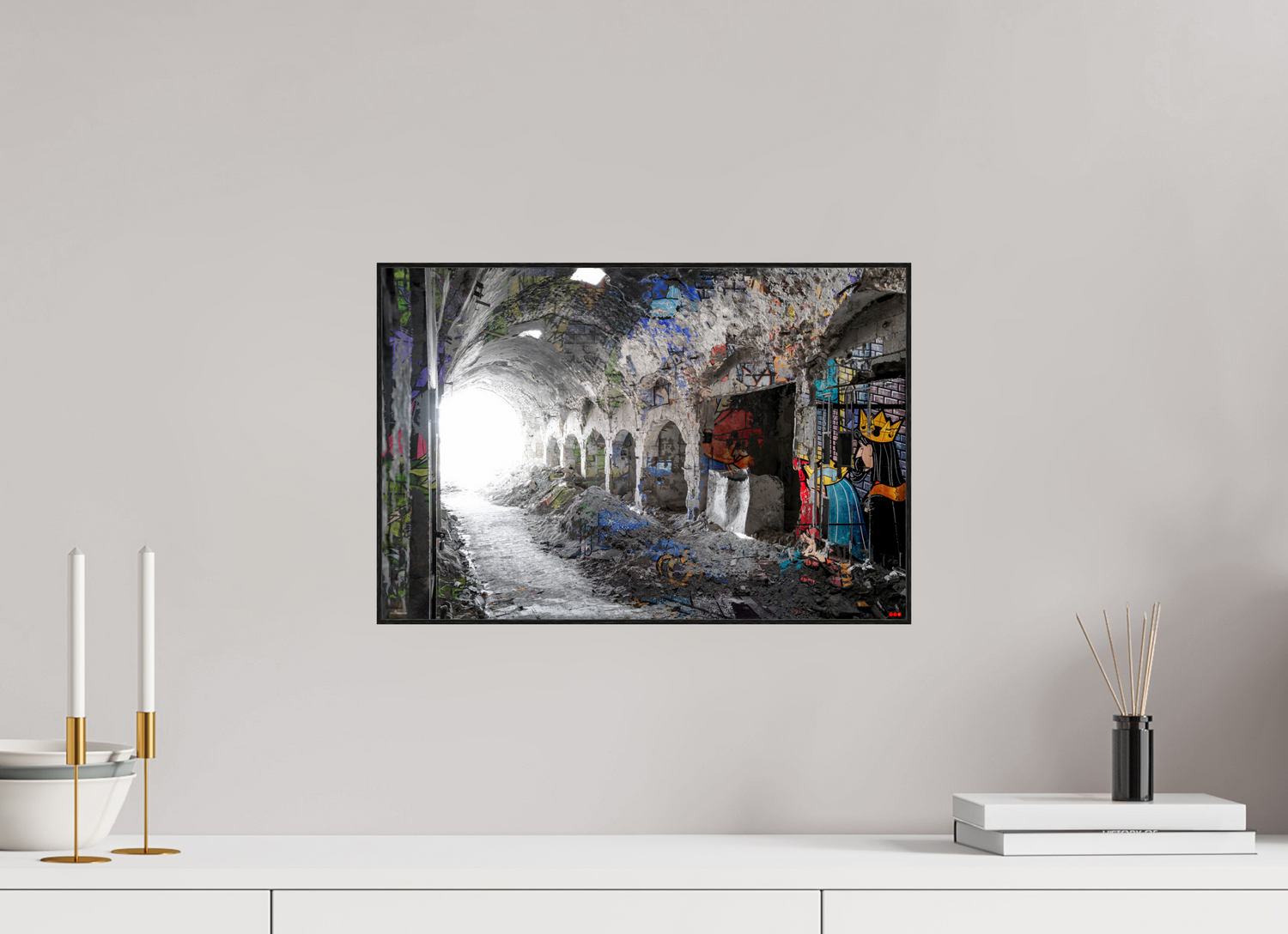 44,7 x 30 cm, Foto in ArtBox aus Massivholz Eiche schwarz RED³ SCSI Maysa I