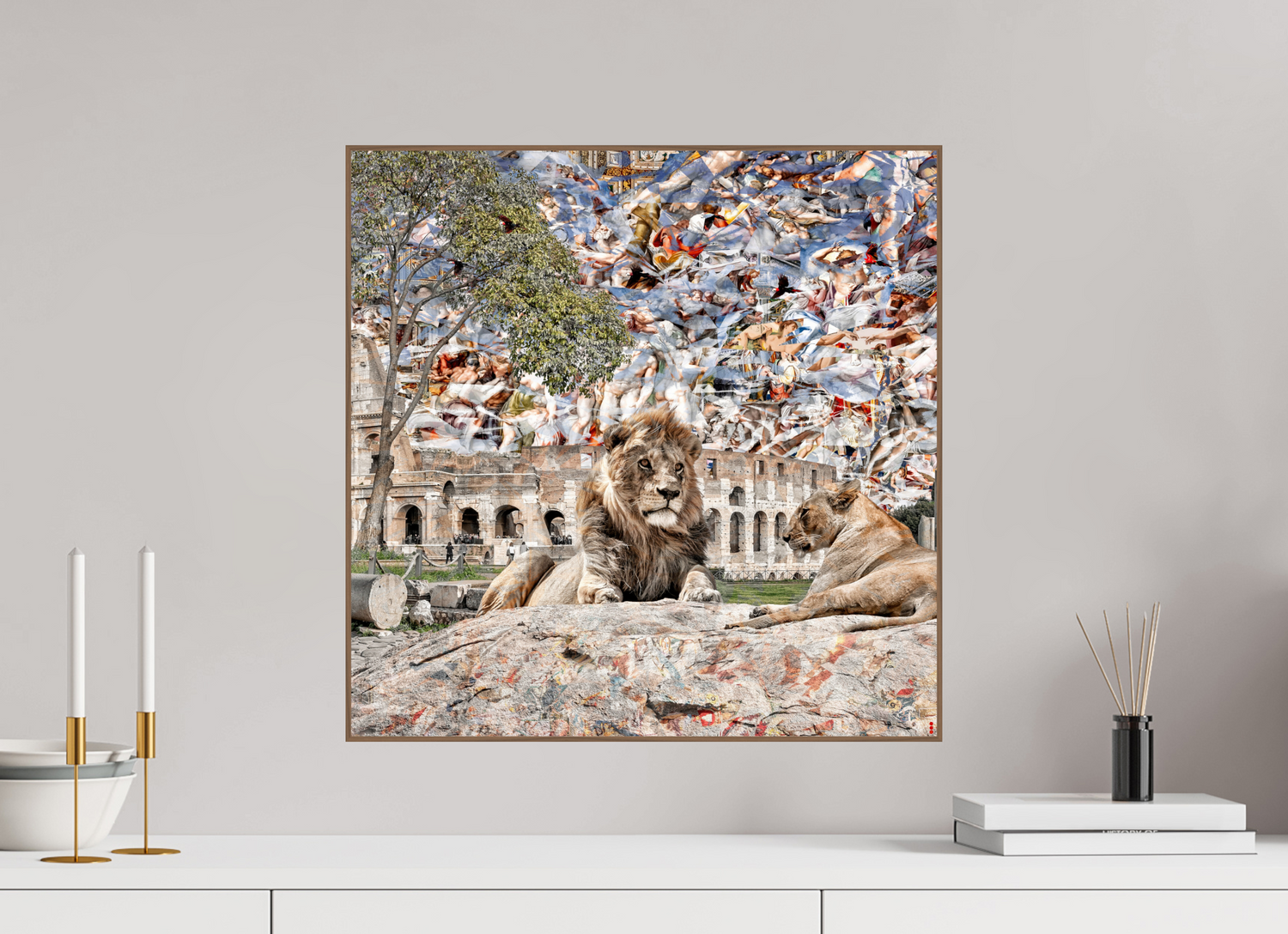 50 x 50 cm, Foto in ArtBox aus Massivholz Nussbaum RED³ WC Adjesa II