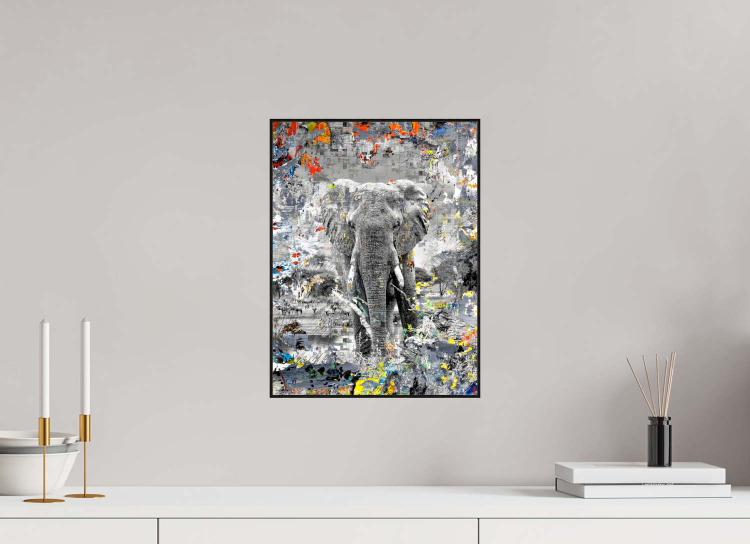 30 x 40 cm, Foto in ArtBox aus Massivholz Eiche schwarz RED³ WC Kajika III