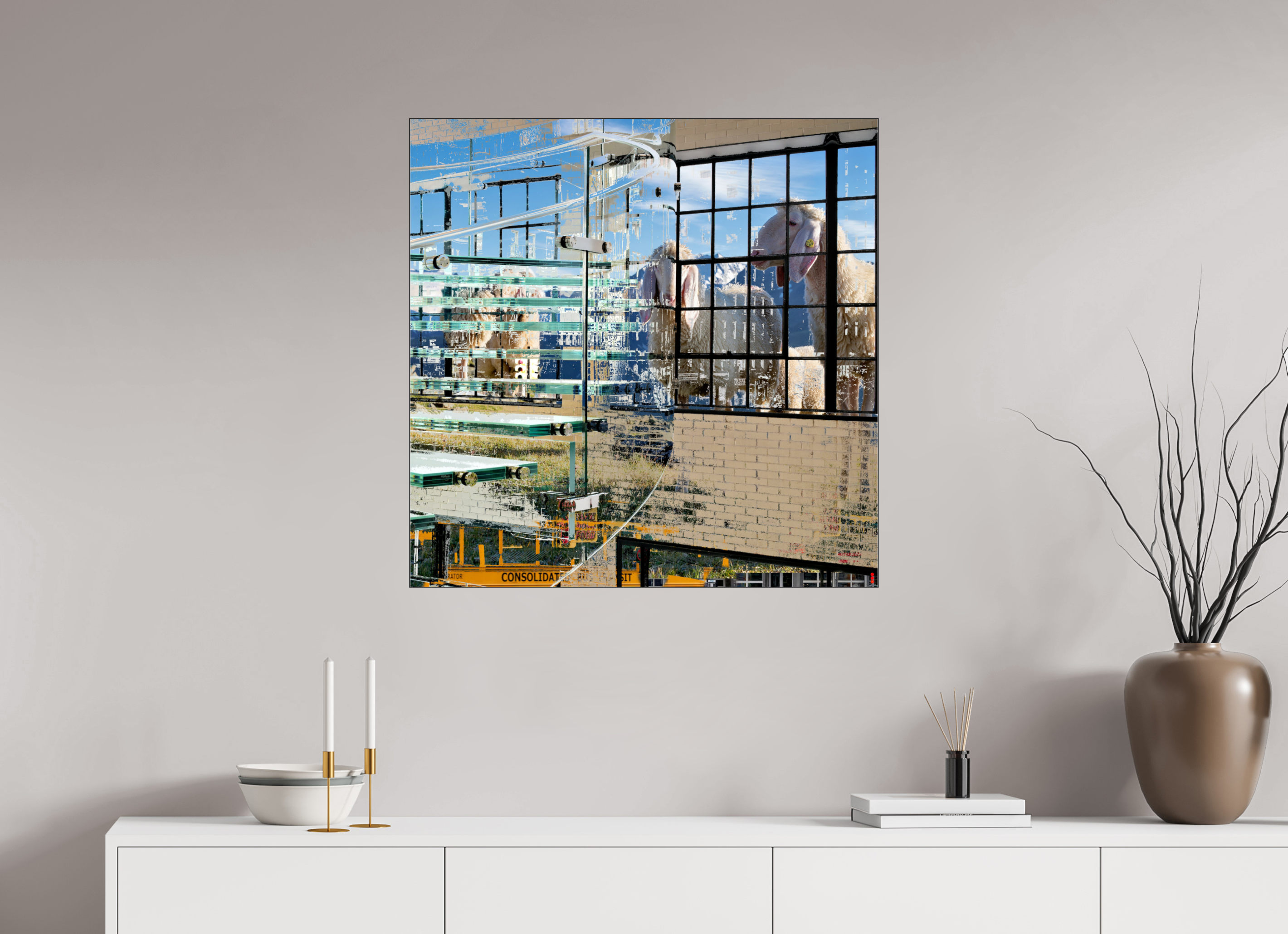 80 x 80 cm, Slimline Einfassung schwarz unter 2mm Acrylglas FA HP Malia II