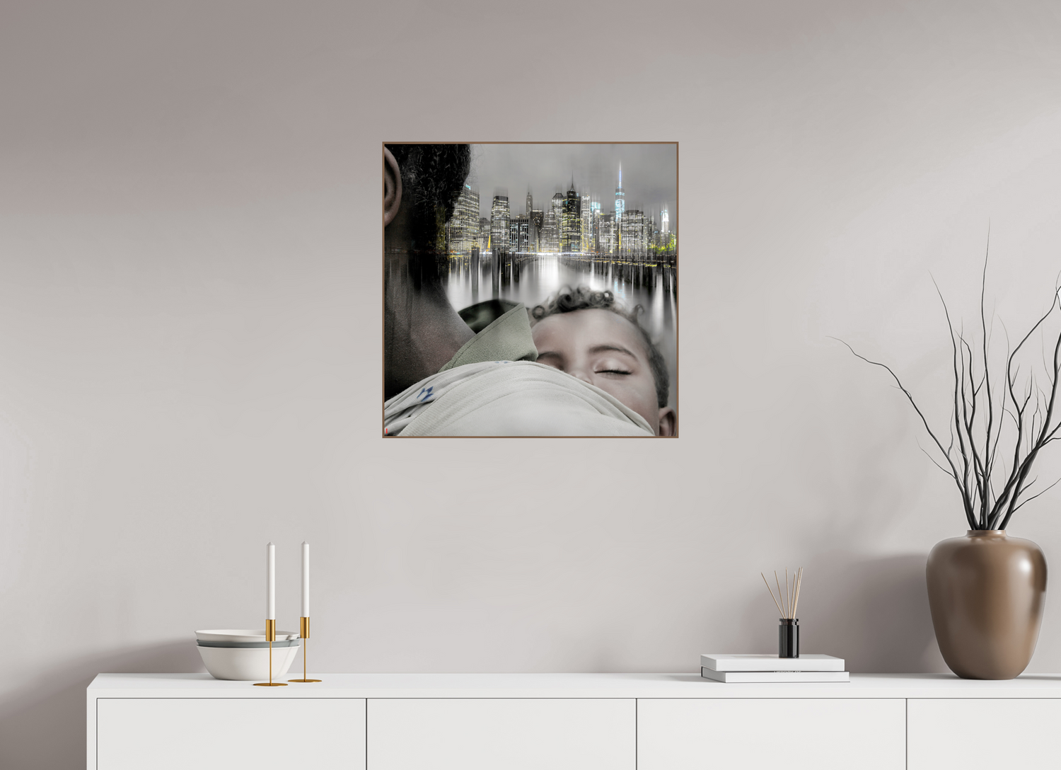 60 x 60 cm, Foto in ArtBox aus Massivholz Nussbaum RED³ HP Aisha II