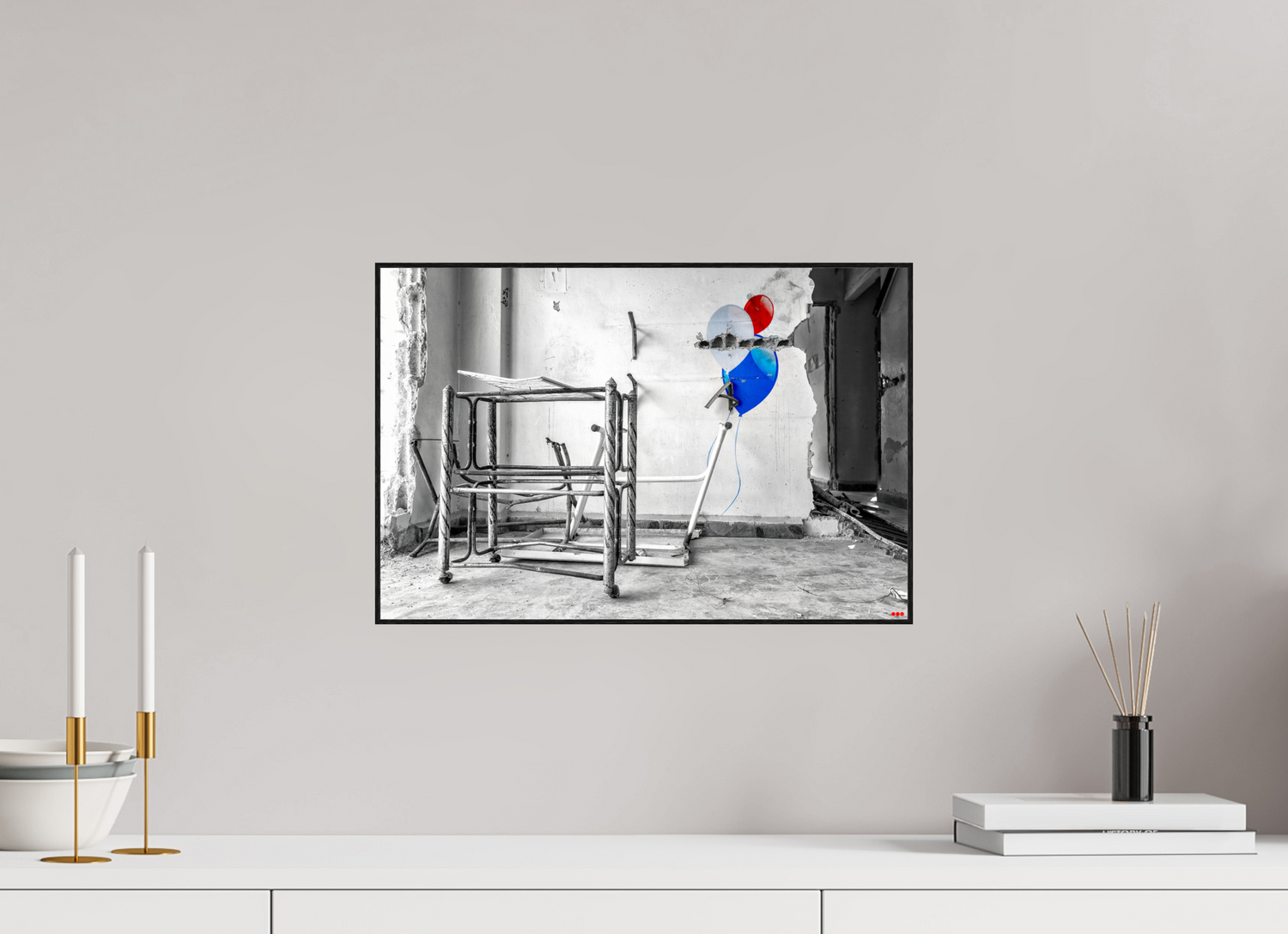 45 x 30 cm, Foto in ArtBox aus Massivholz Eiche schwarz RED³ SCSI Mursal I