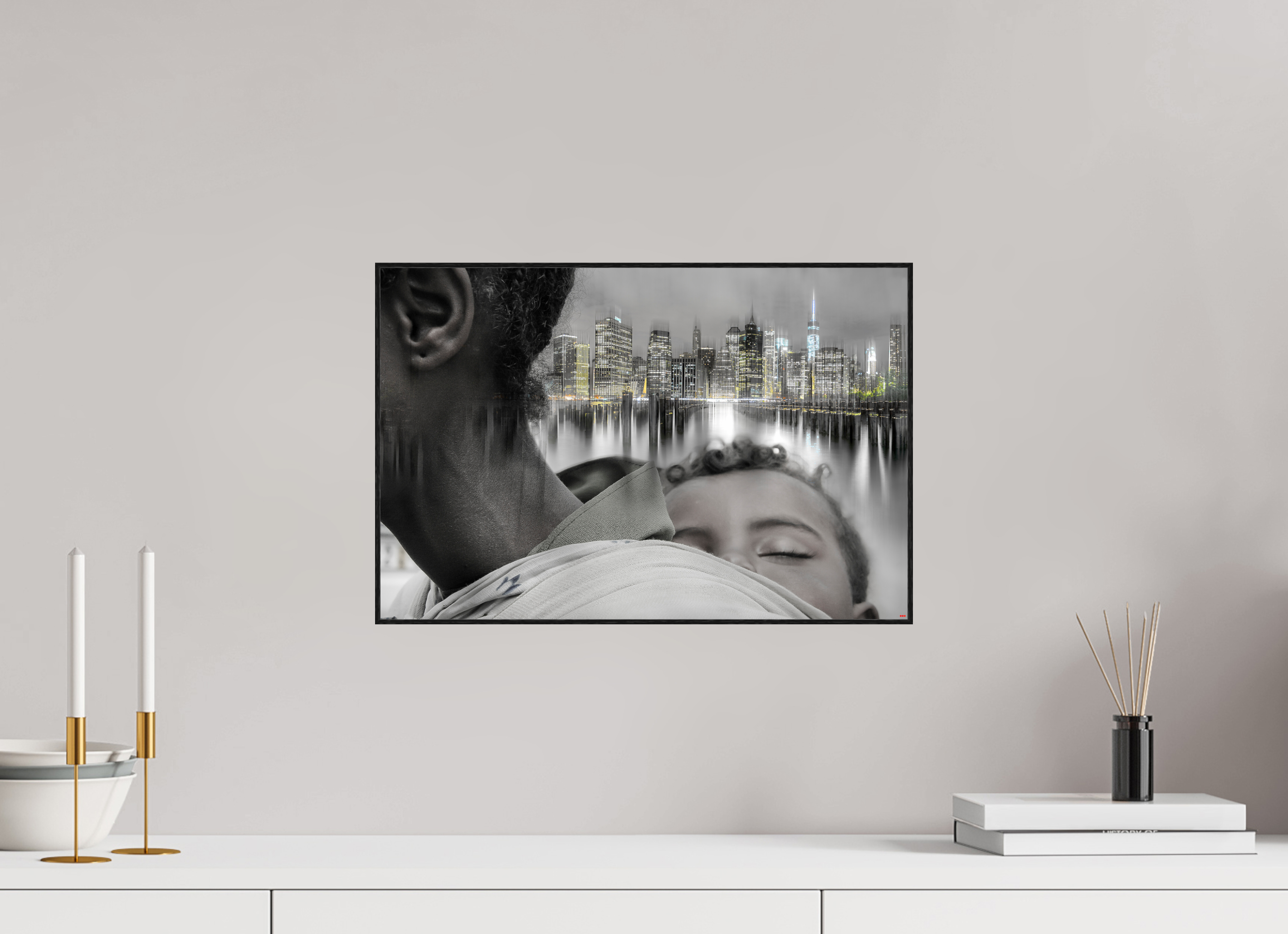 45 x 30 cm, Foto in ArtBox aus Massivholz Eiche schwarz RED³ HP Aisha I