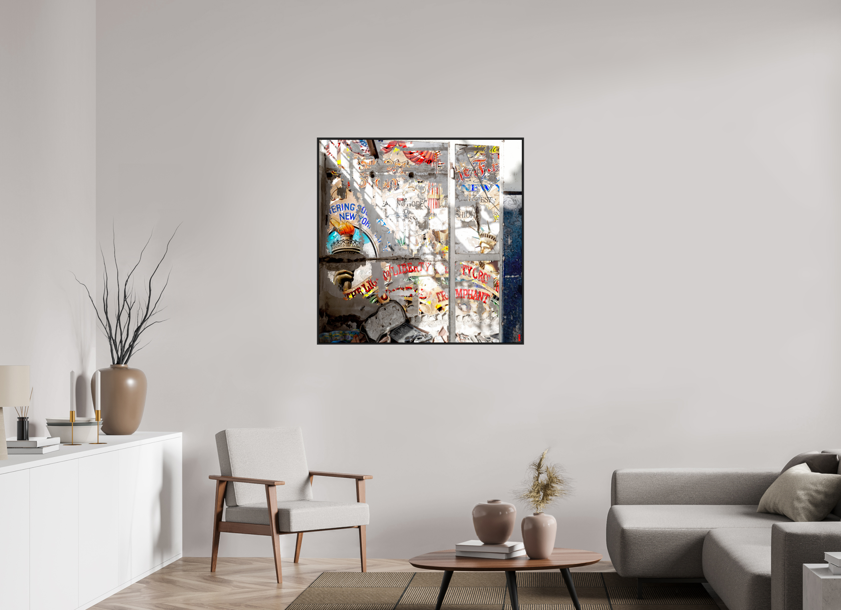 100 x 100 cm, Schattenfugen-Rahmen schwarz &amp; 2mm Acrylglas FA SCSI Malahat II