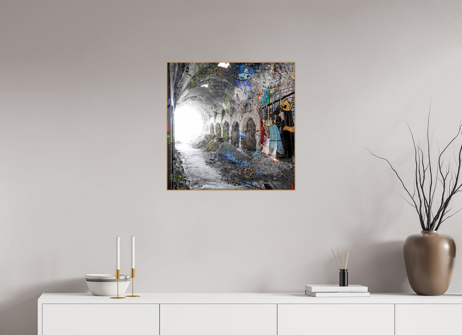 60 x 60 cm, Foto in ArtBox aus Massivholz Eiche natur RED³ SCSI Maysa II