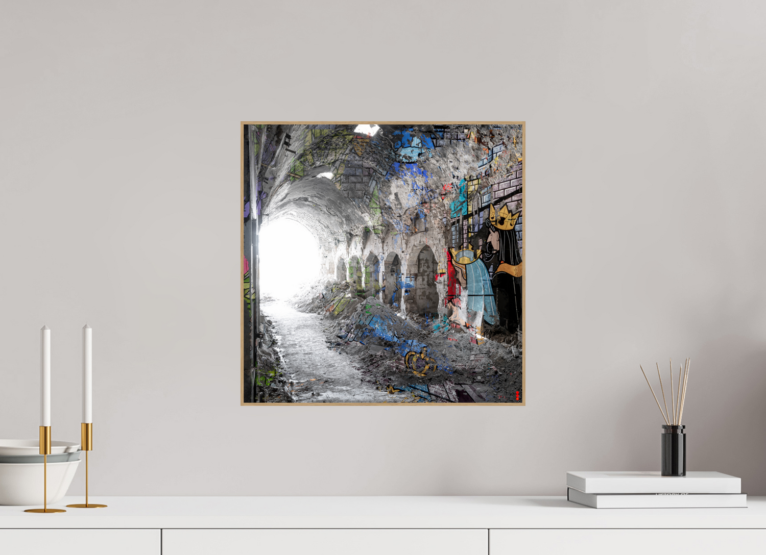 40 x 40 cm, Foto in ArtBox aus Massivholz Eiche natur RED³ SCSI Maysa II