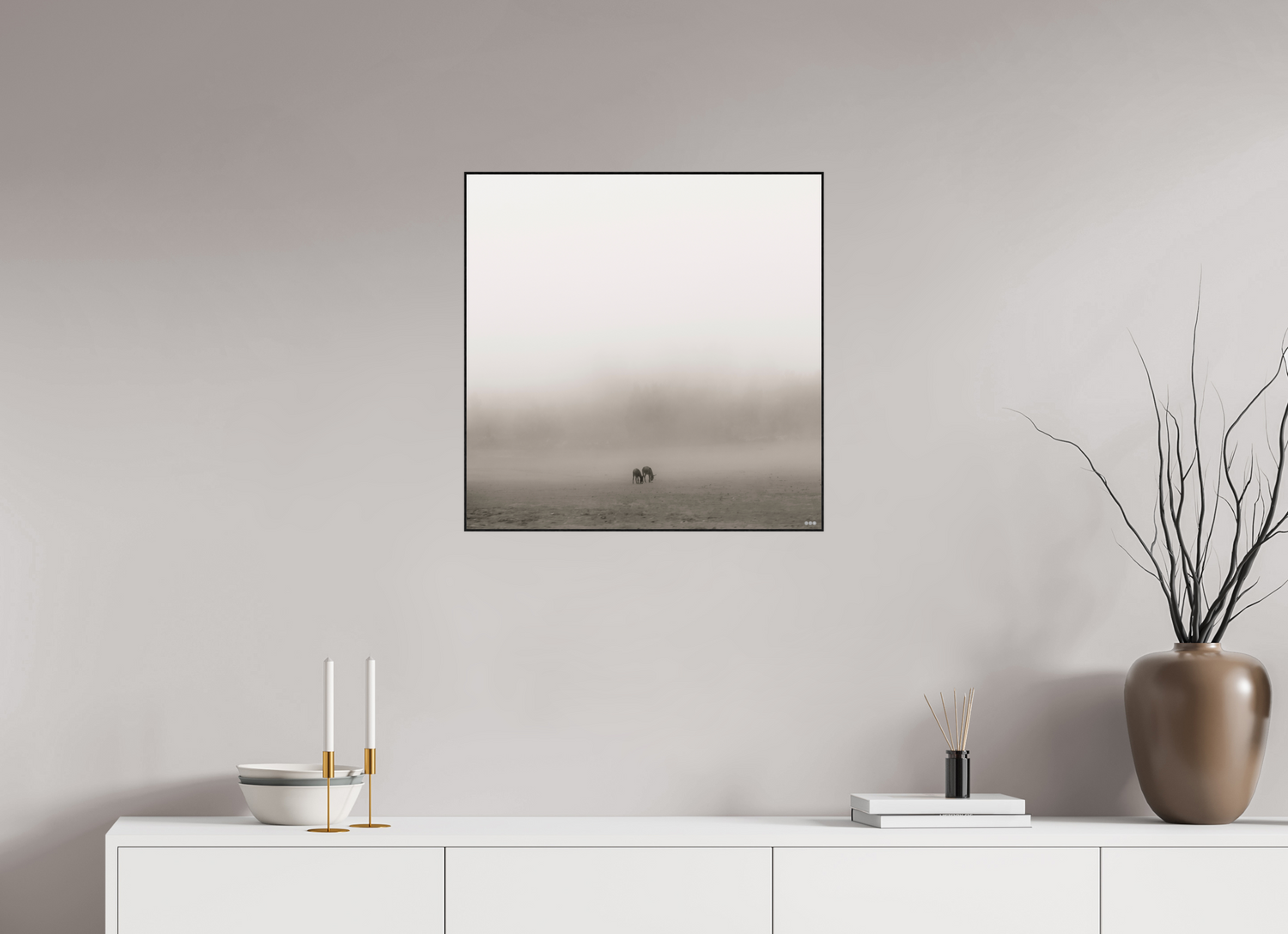 60 x 60 cm, Foto in ArtBox aus Massivholz Eiche schwarz RED³ PH Mamello II