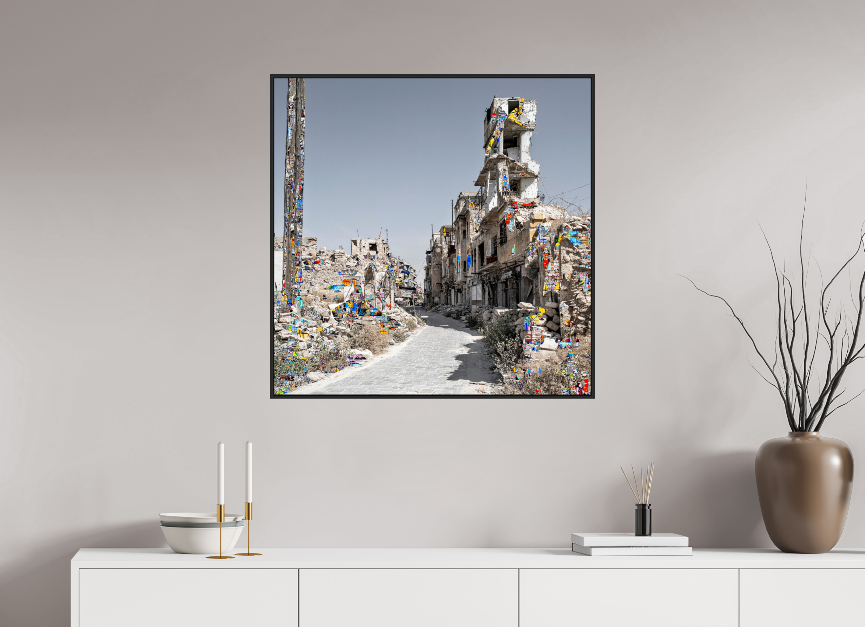 80 x 80 cm, Schattenfugen-Rahmen schwarz &amp; 2mm Acrylglas FA SCSI Madiha II